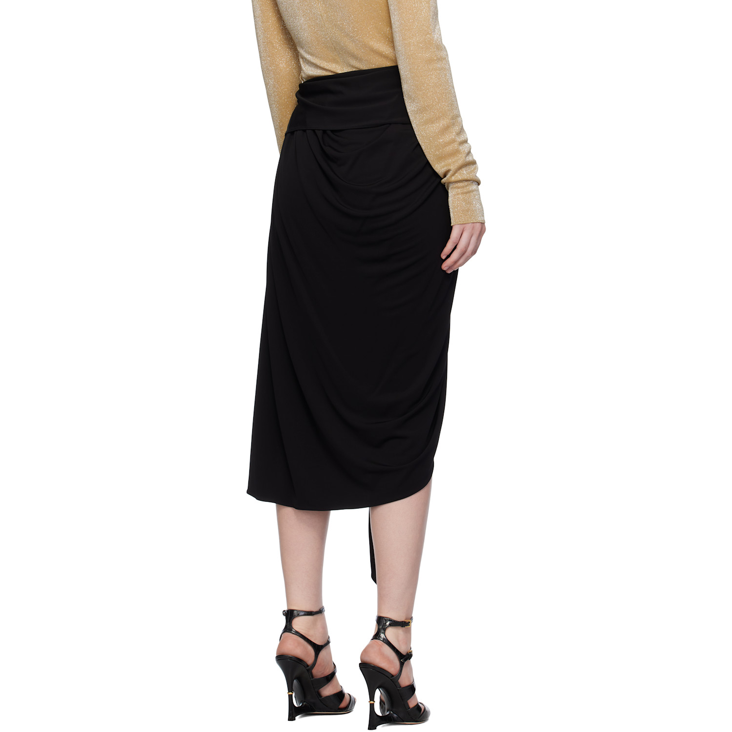  Lanvin Black Mélodie Wrap Midi Skirt 