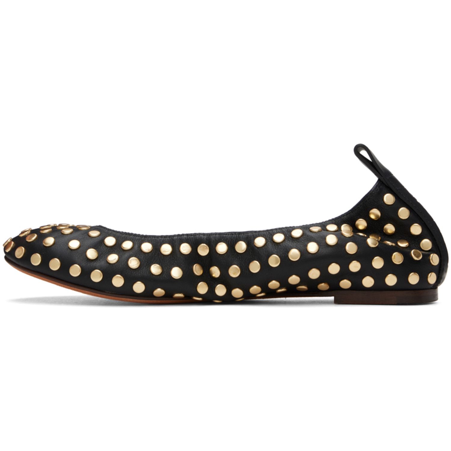  Lanvin Black Studs Leather Ballerina Flats 