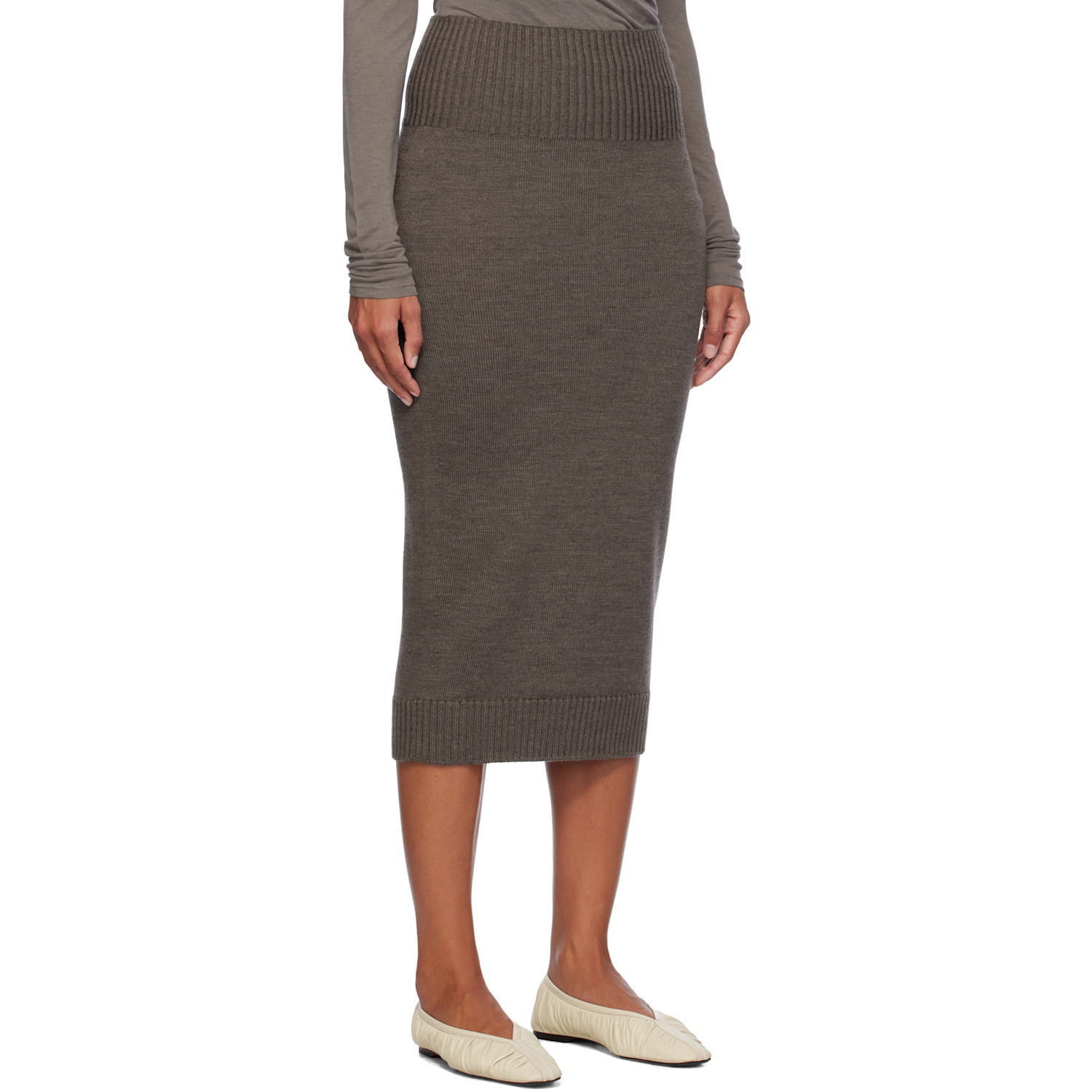  Mm By Max Mara Brown Melk Midi Skirt 