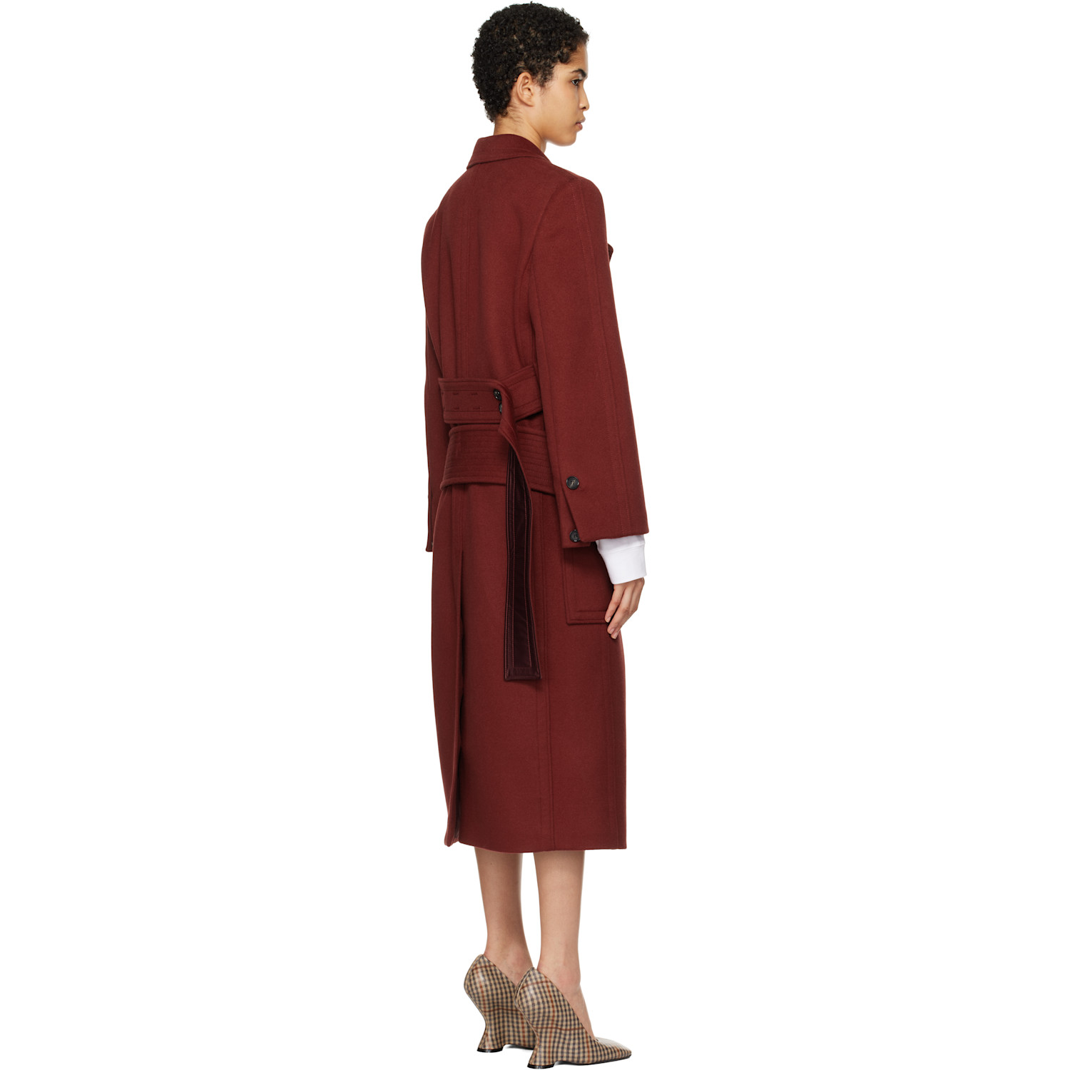  Ferragamo Red Long Wool Coat 
