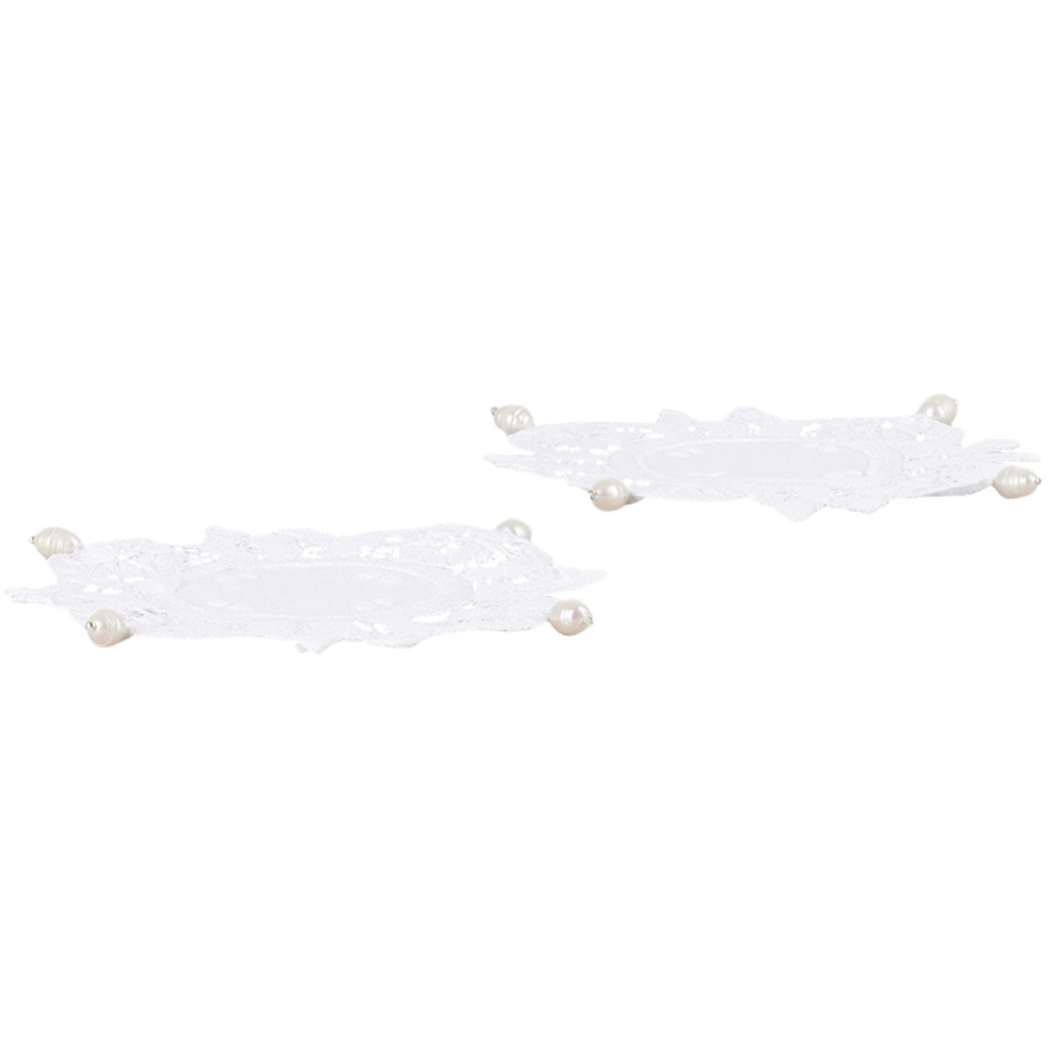  Gohar World White Lace & Pearl Coaster Set 