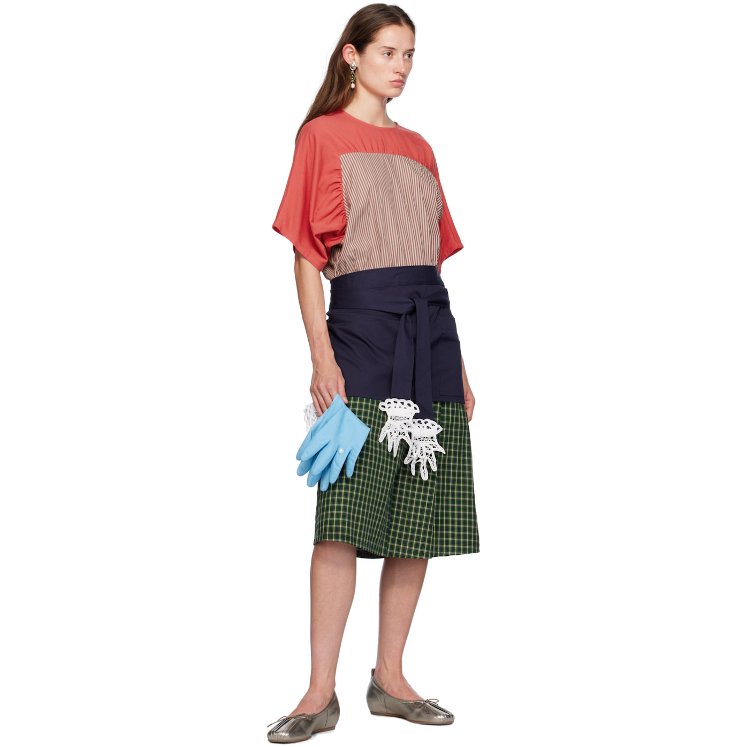  Gohar World Navy Mini Lace Hands Apron 