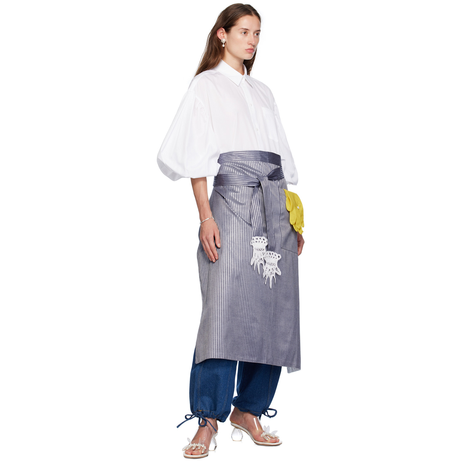  Gohar World Navy Lace Hands Apron 