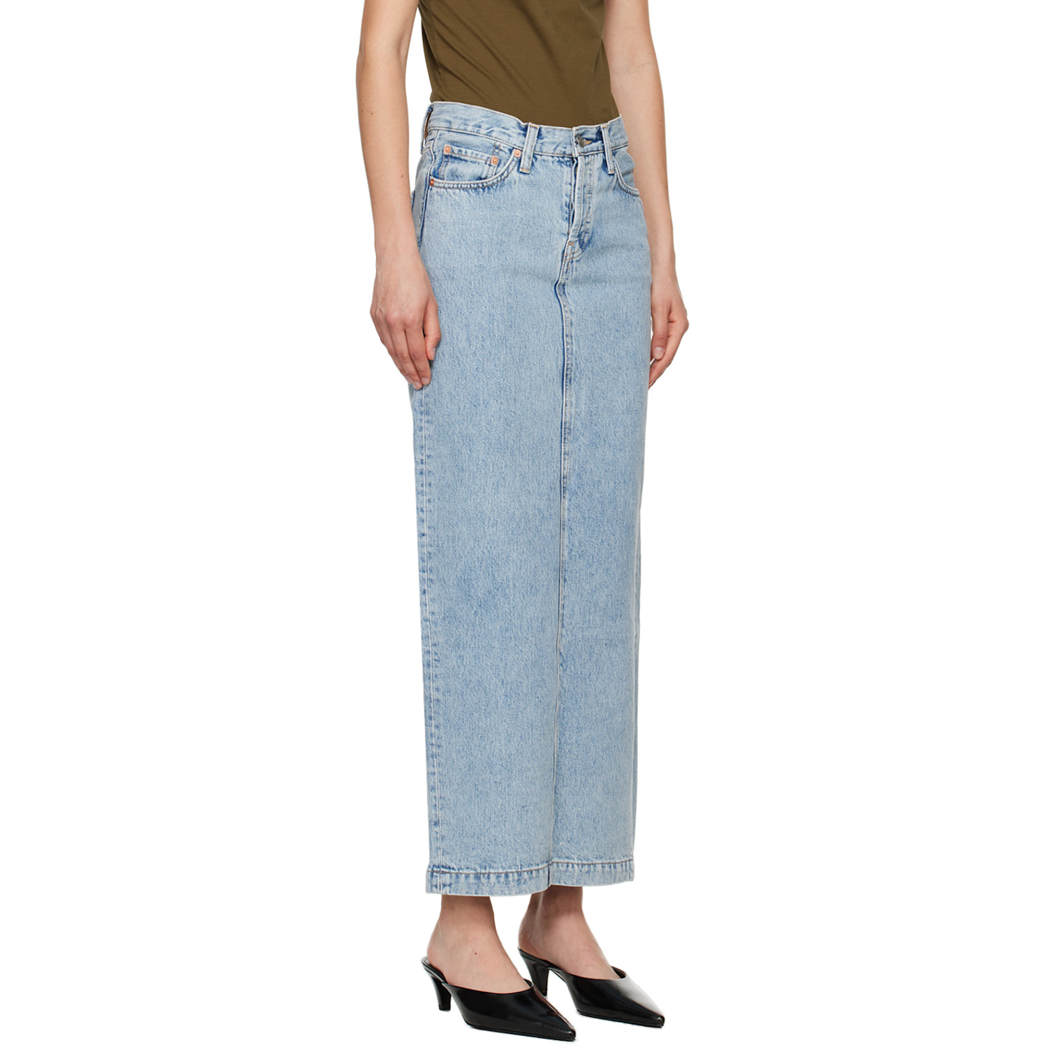  Wardrobe.nyc Blue Column Denim Maxi Skirt 