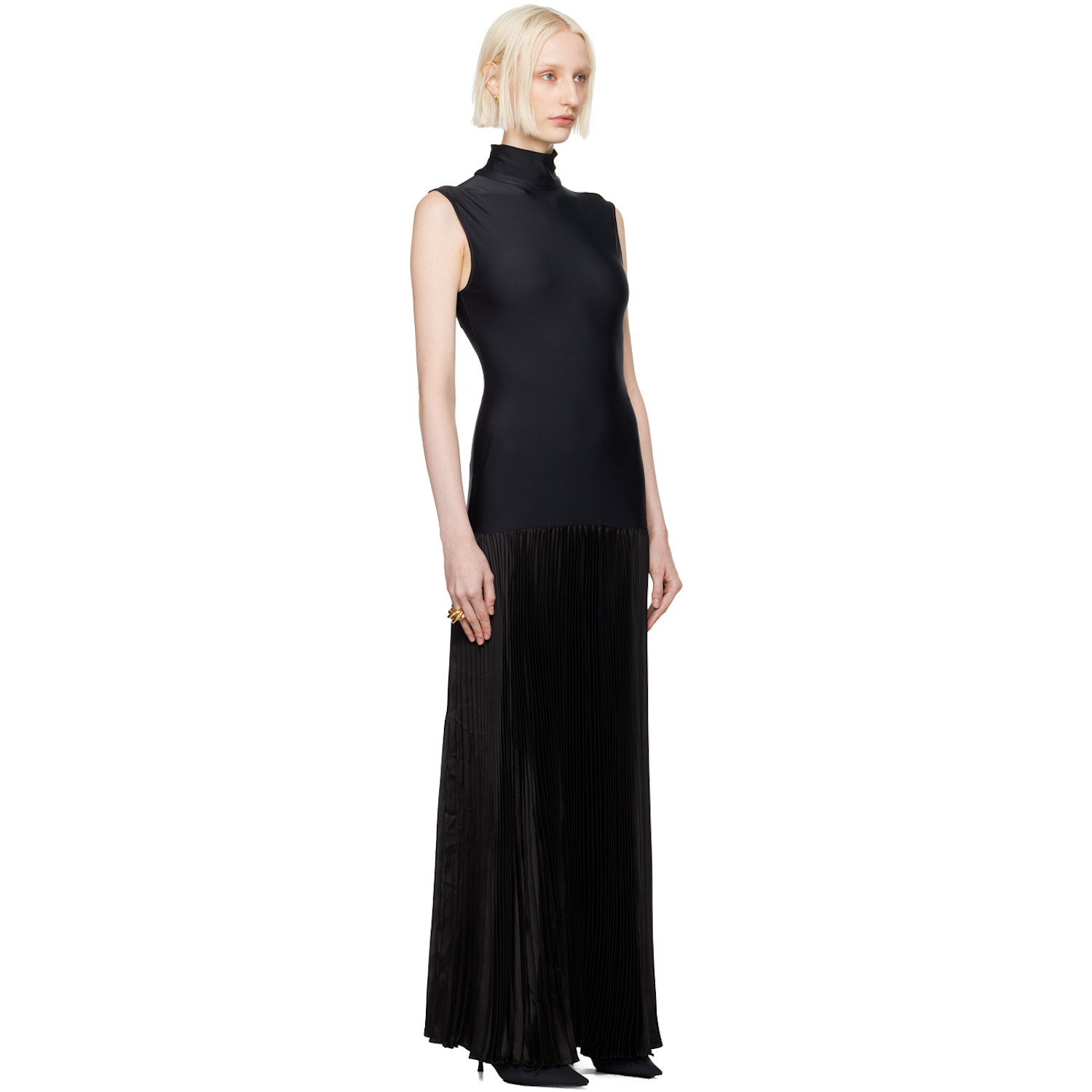  Alainpaul Black Plissee Maxi Dress 