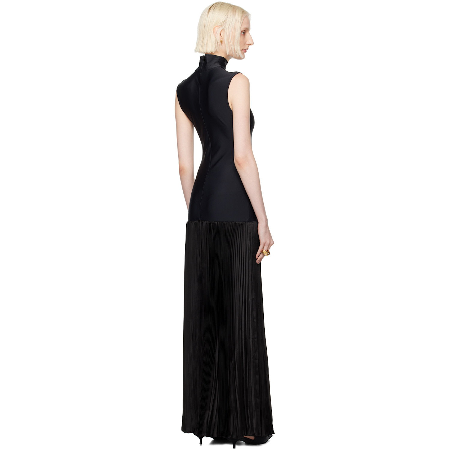  Alainpaul Black Plissee Maxi Dress 