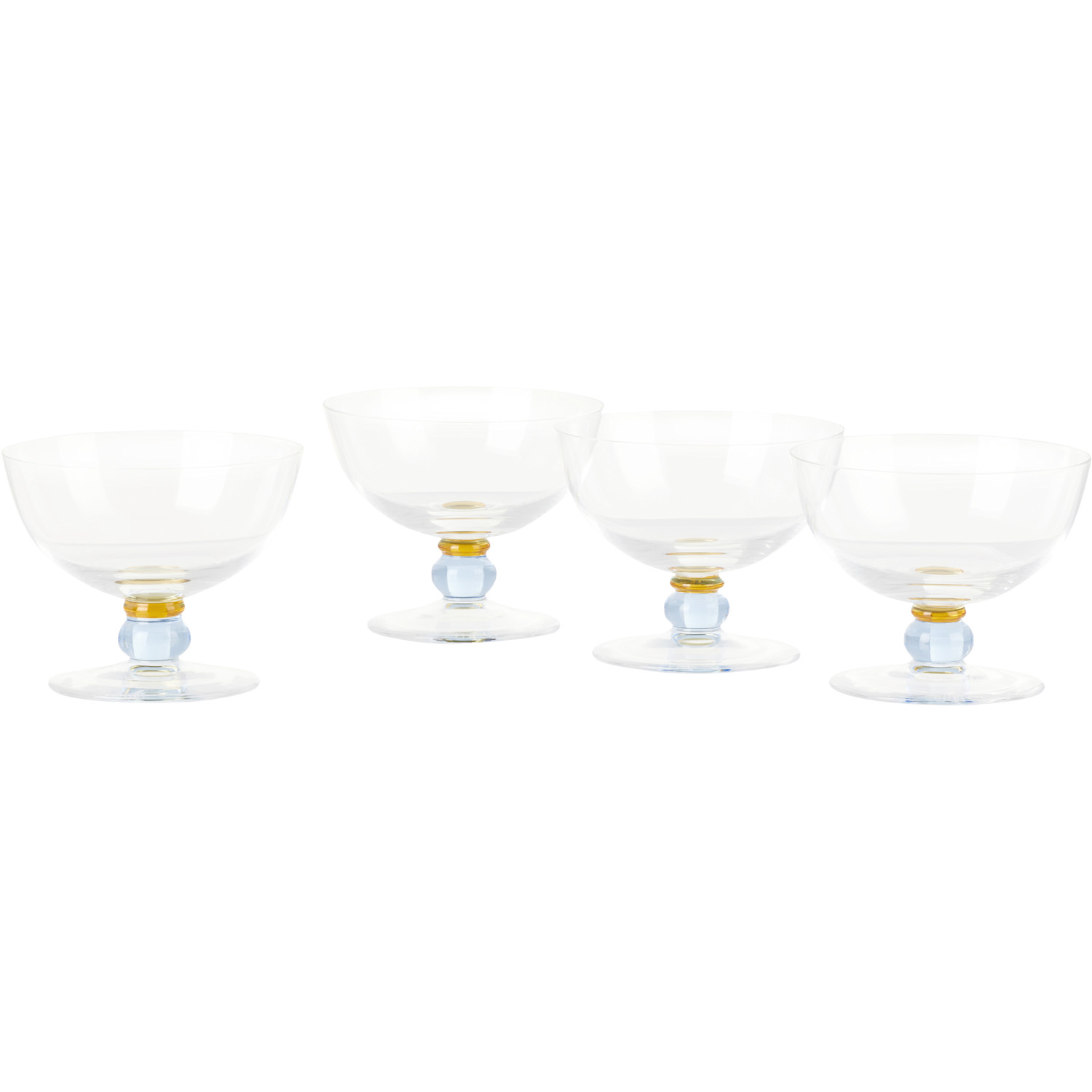  Akua Objects Blue & Orange Noam Champagne Glasses, 4 Pcs 