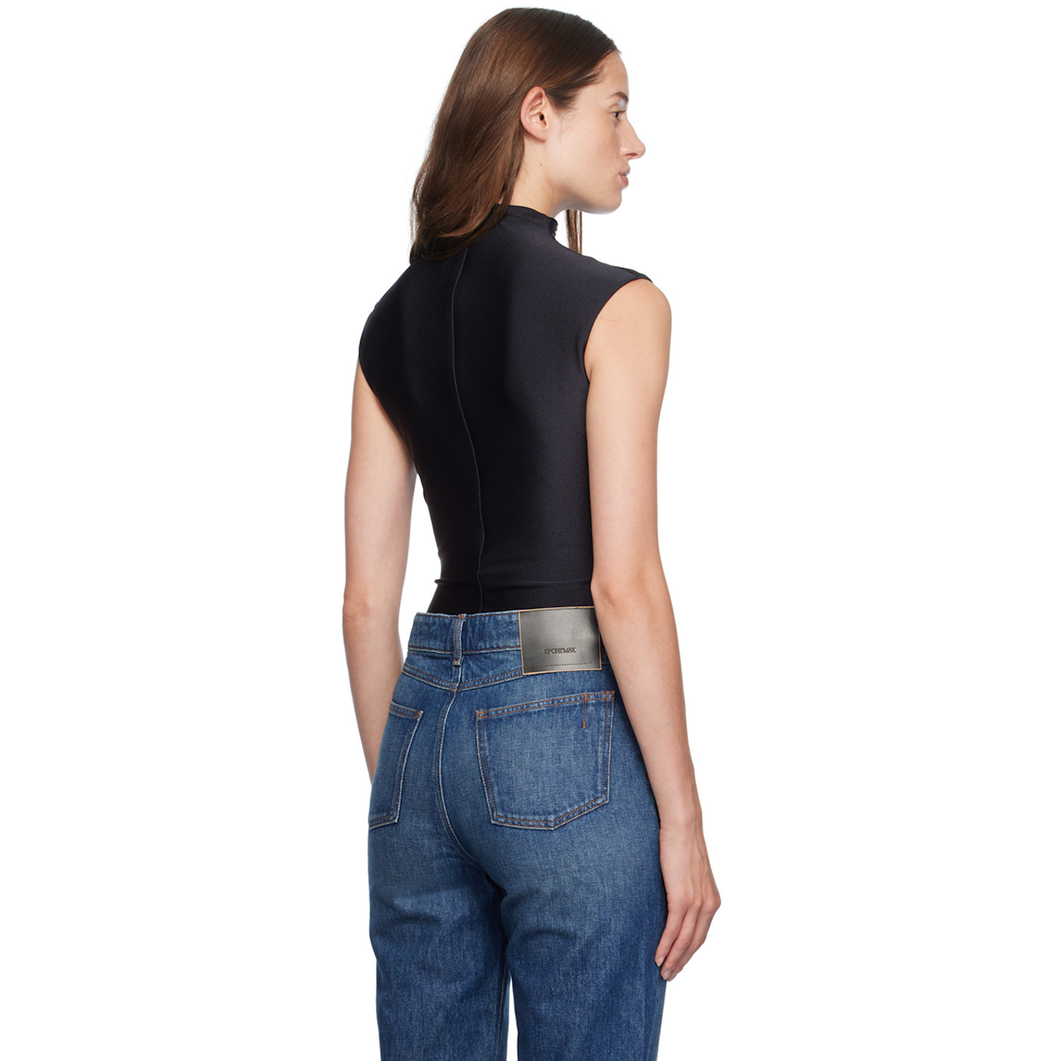  Sportmax Black Shiny Lycra Bodysuit 