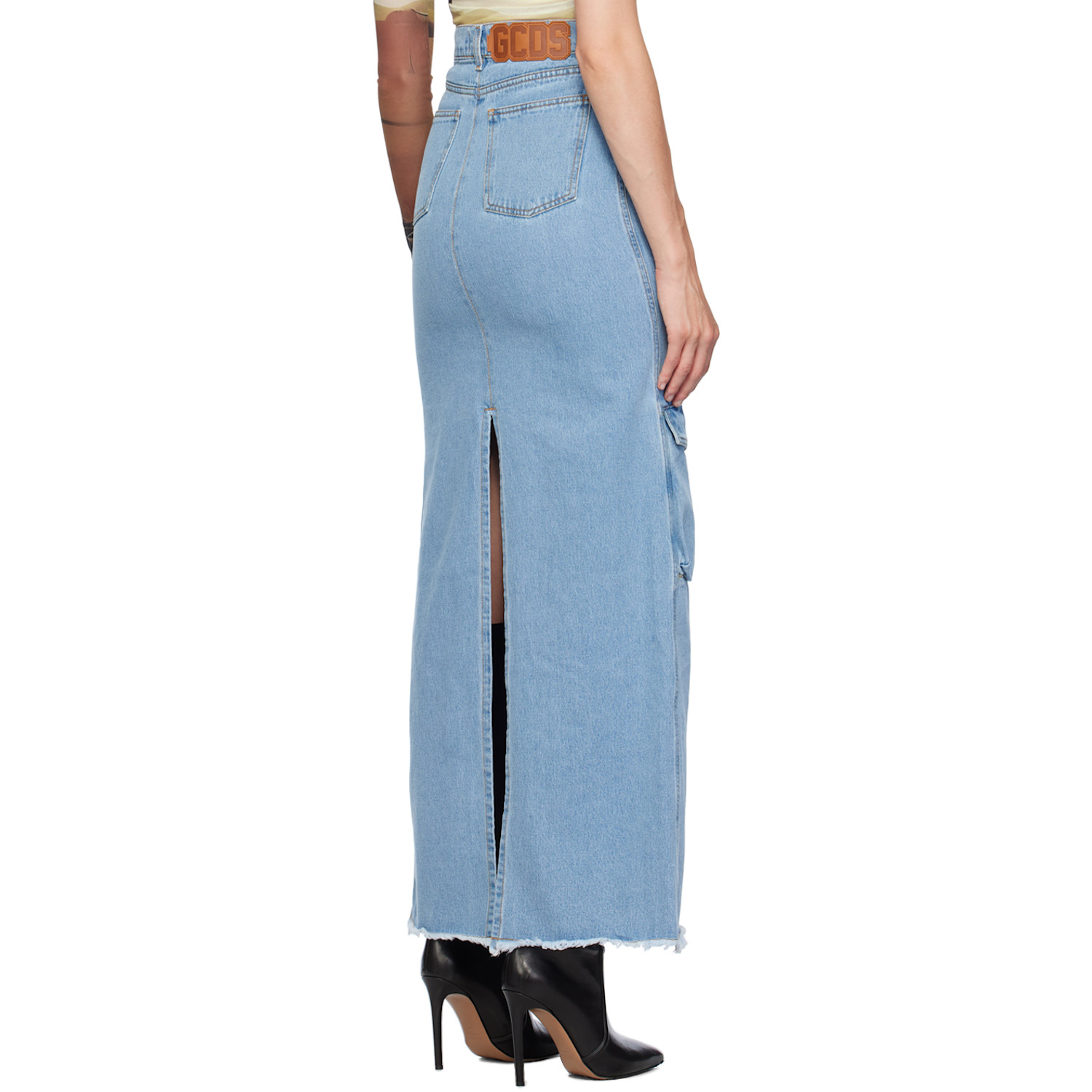  Gcds Blue Ultracargo Denim Maxi Skirt 