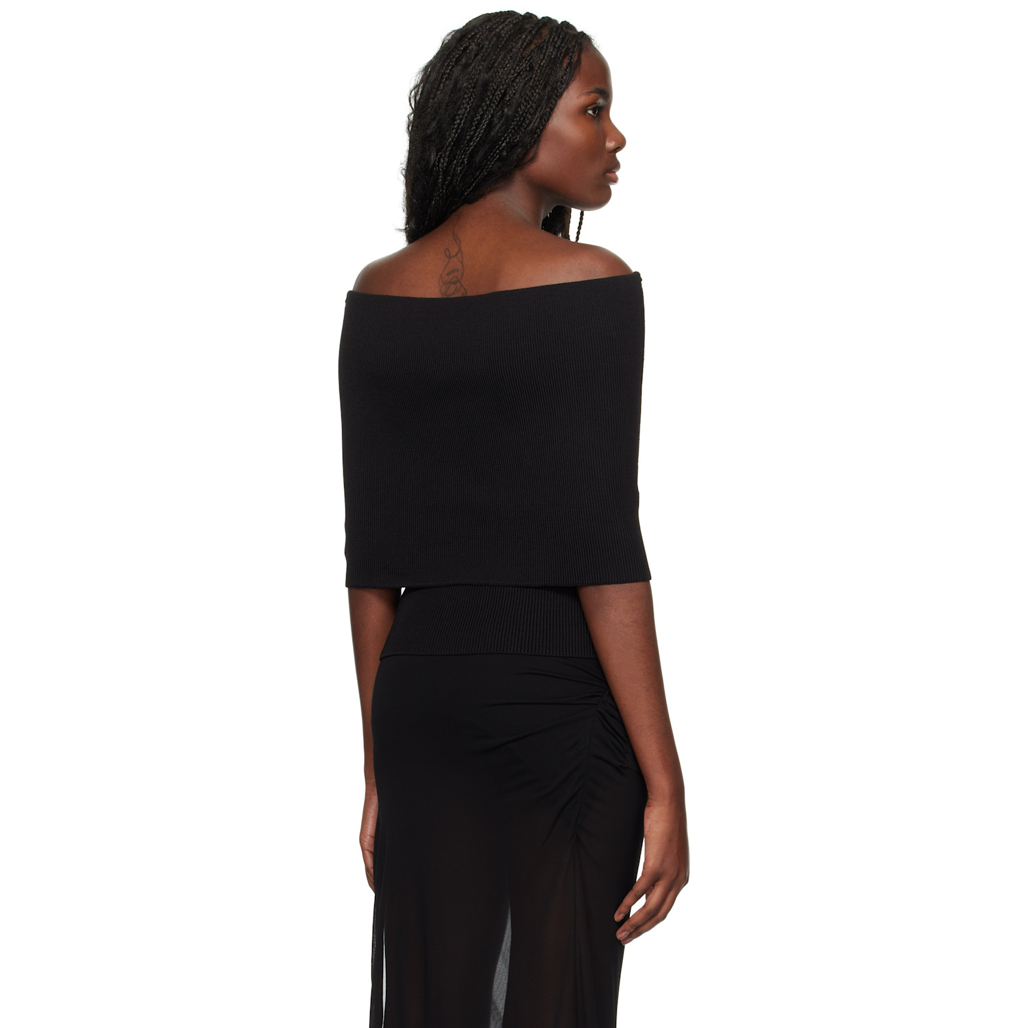  Christopher Esber Black Slashed Knit Shawl Top 