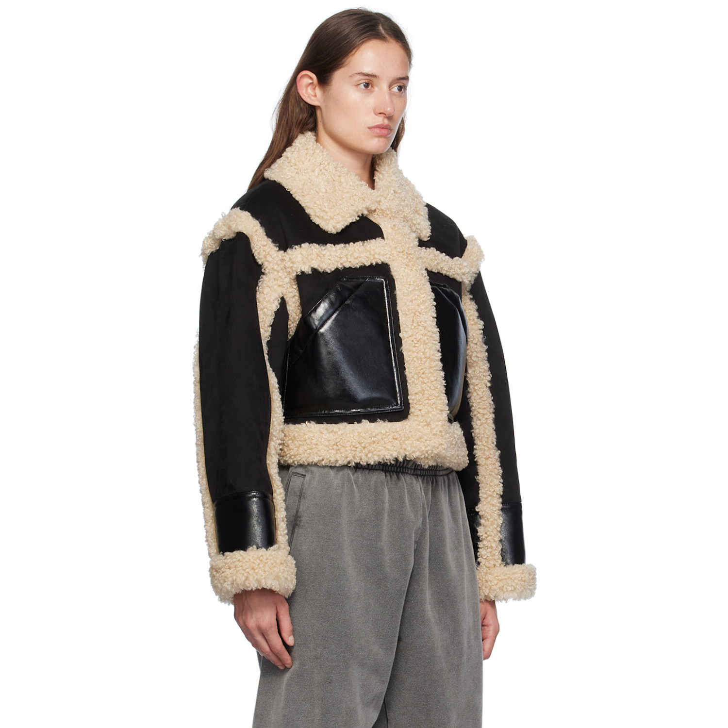  Stand Studio Black & Off-white Edith Faux-shearling Jacket 