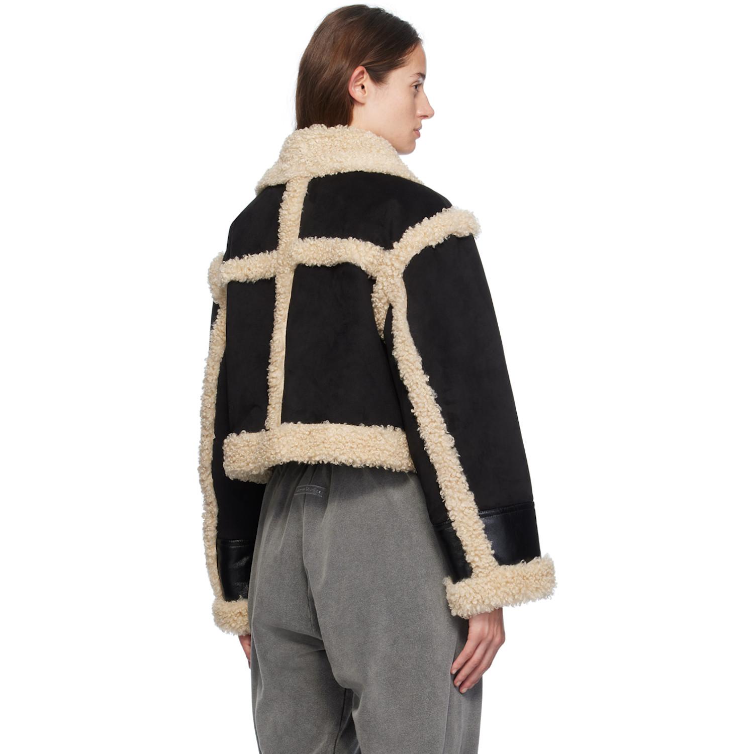  Stand Studio Black & Off-white Edith Faux-shearling Jacket 