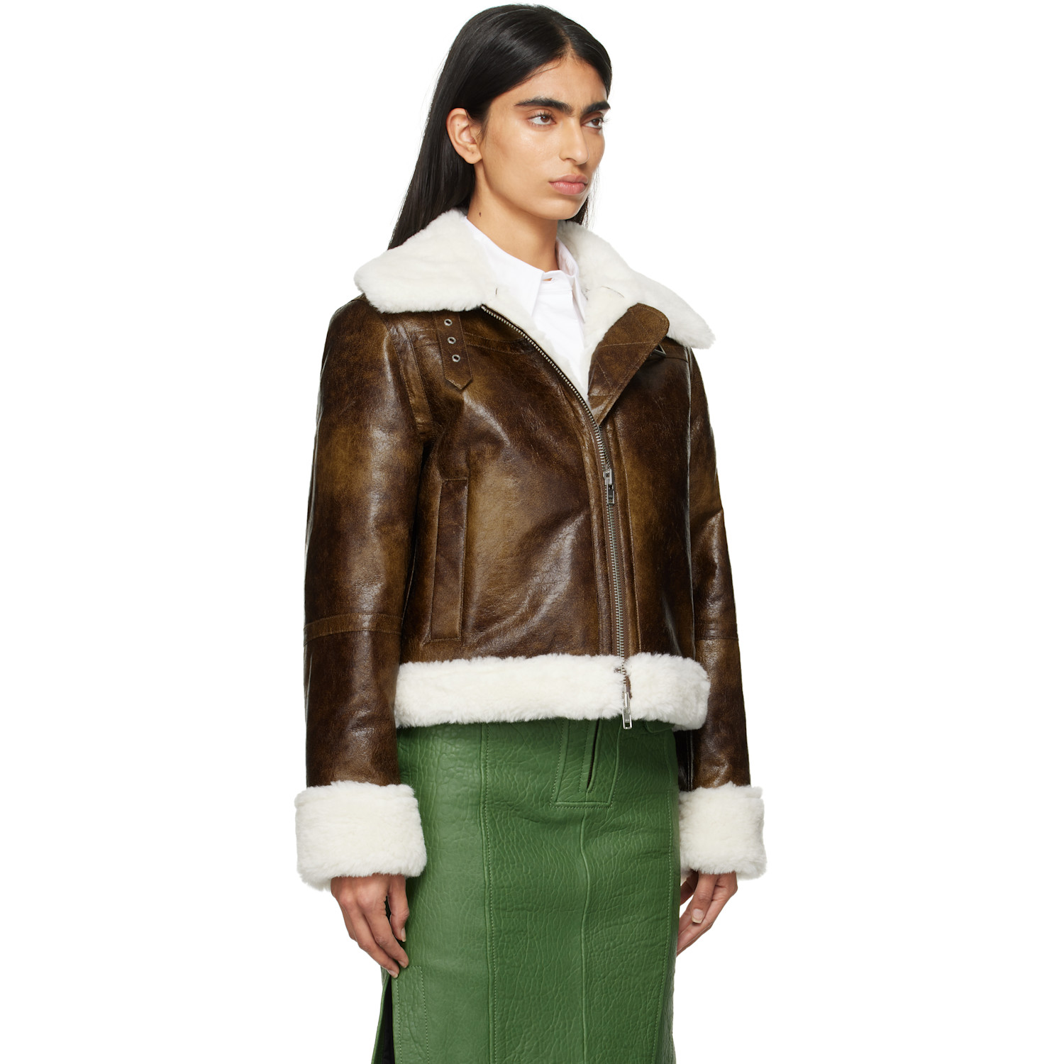  Stand Studio Brown & Off-white Lorelle Faux-shearling Jacket 
