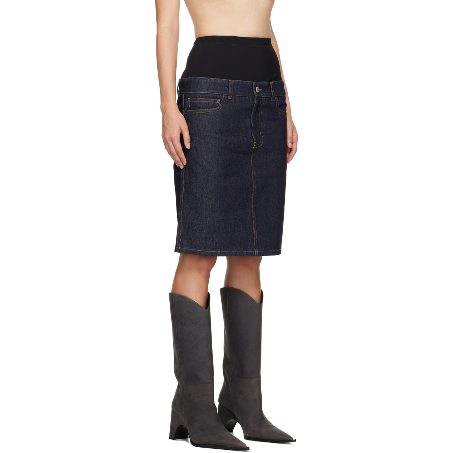  Coperni Blue Hybrid Denim Midi Skirt 