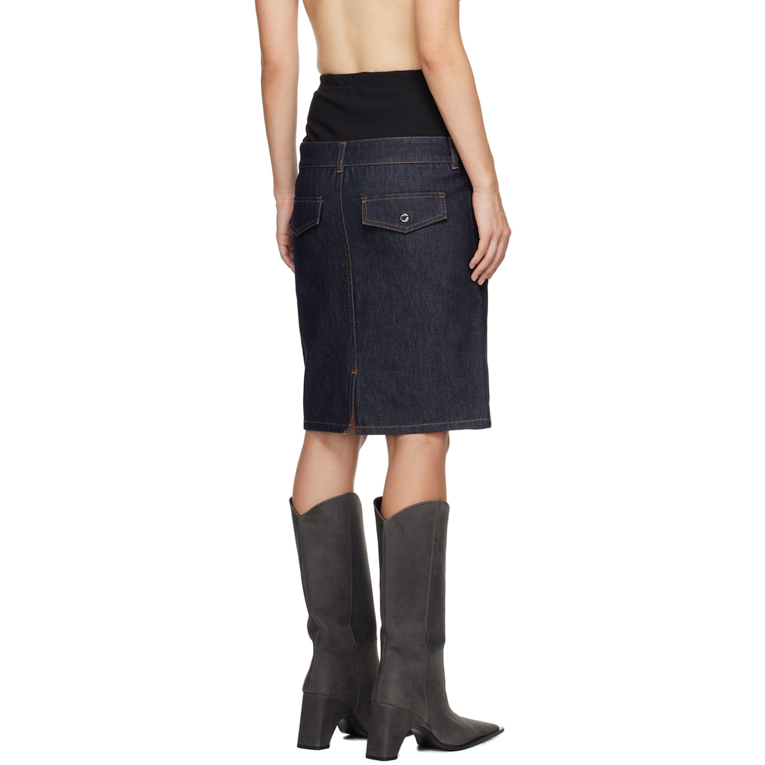  Coperni Blue Hybrid Denim Midi Skirt 