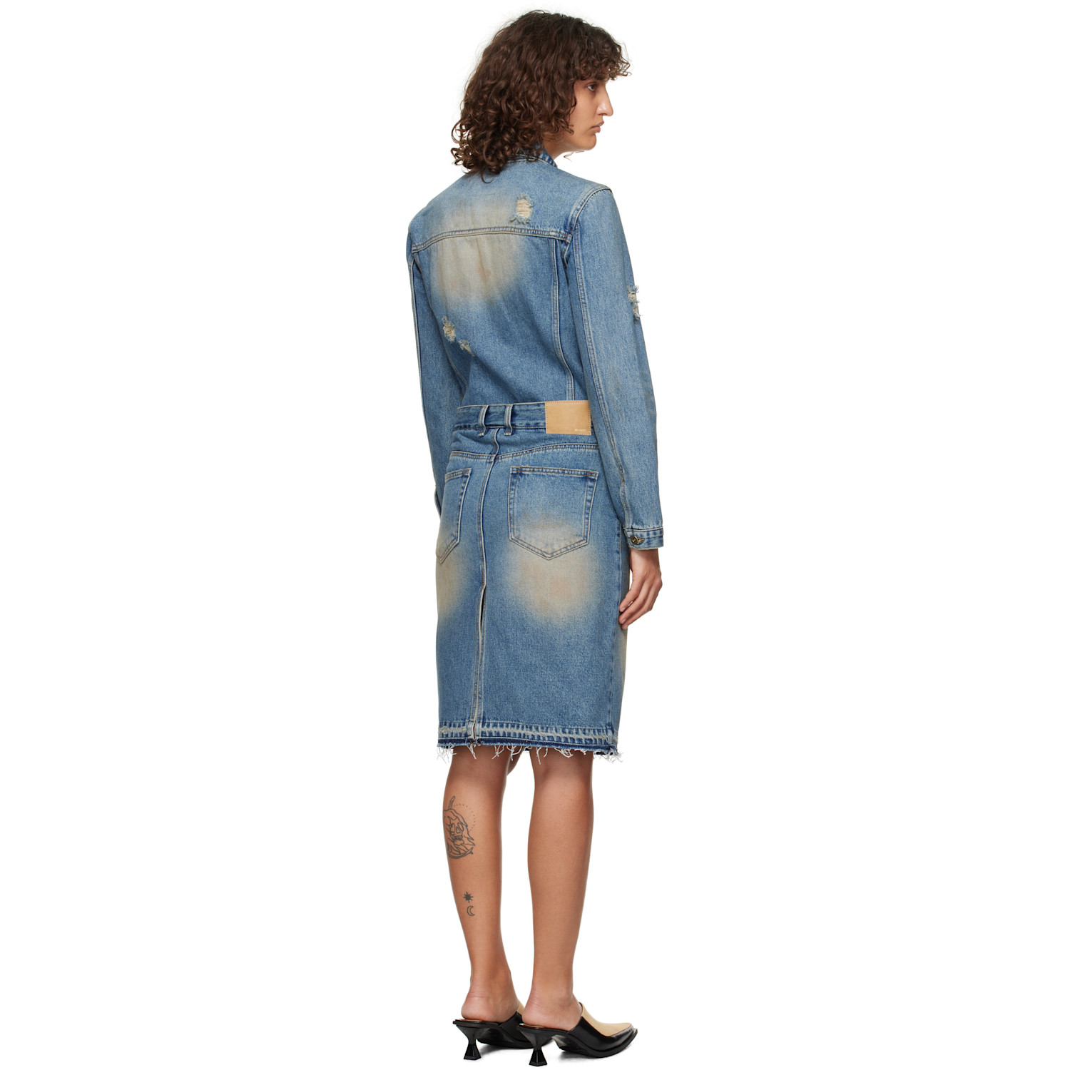  We11done Blue Washed Denim Midi Dress 