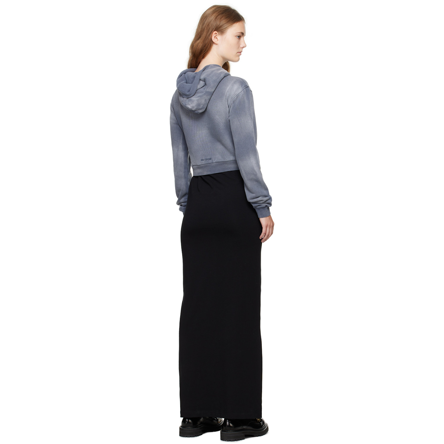  We11done Gray & Black Layered Hoodie Maxi Dress 