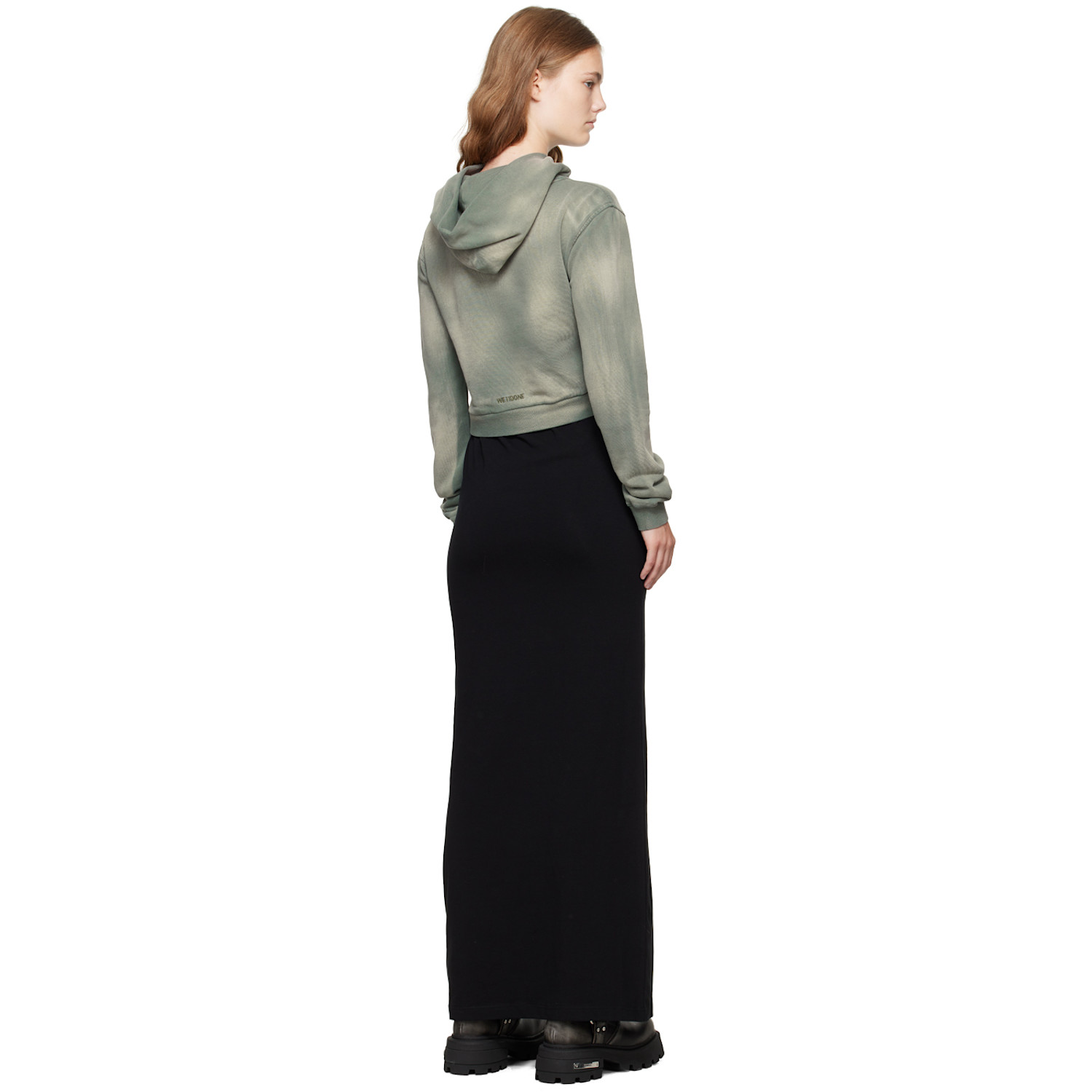  We11done Green & Black Layered Hoodie Dress 