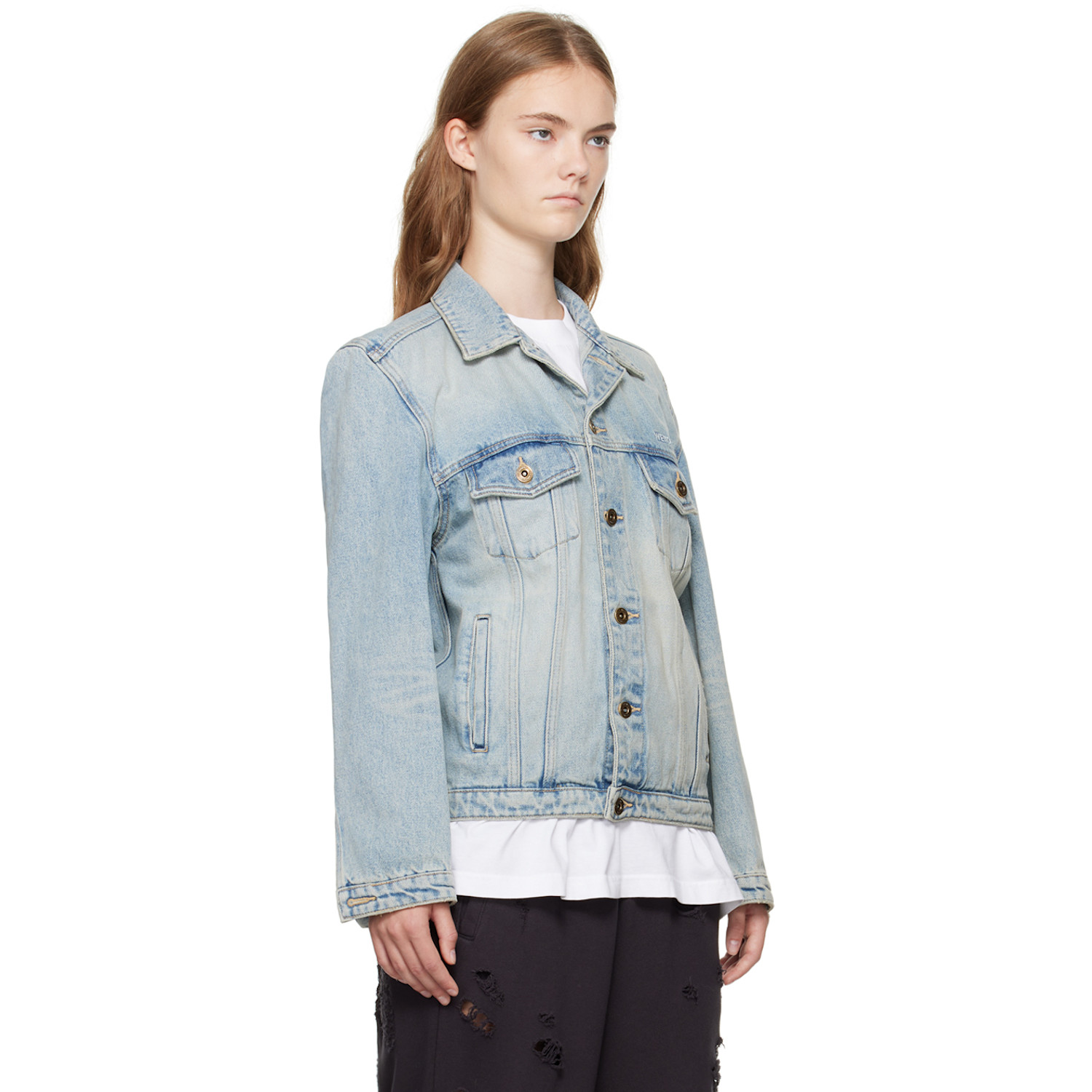  We11done Blue Washed Denim Jacket 