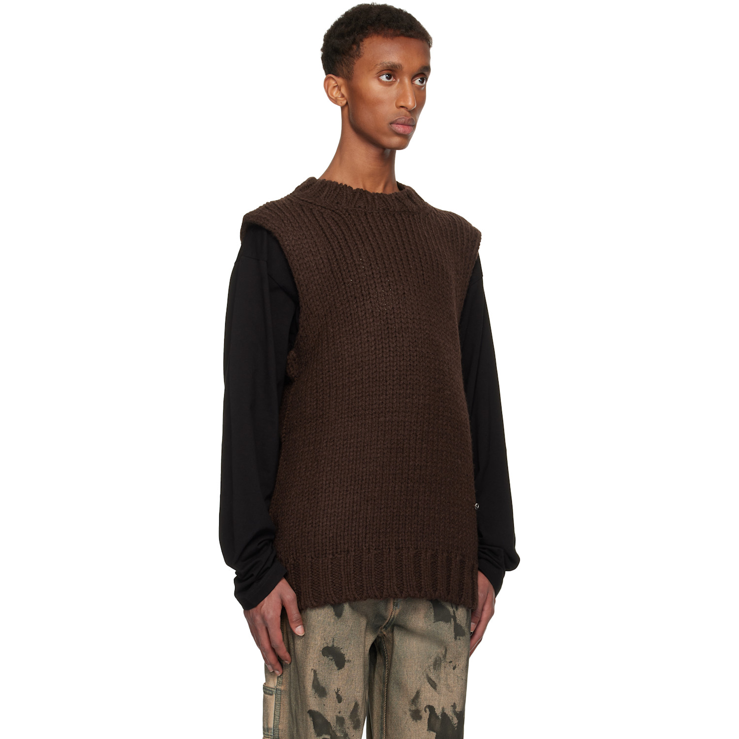  We11done Brown Sleeveless Sweater 