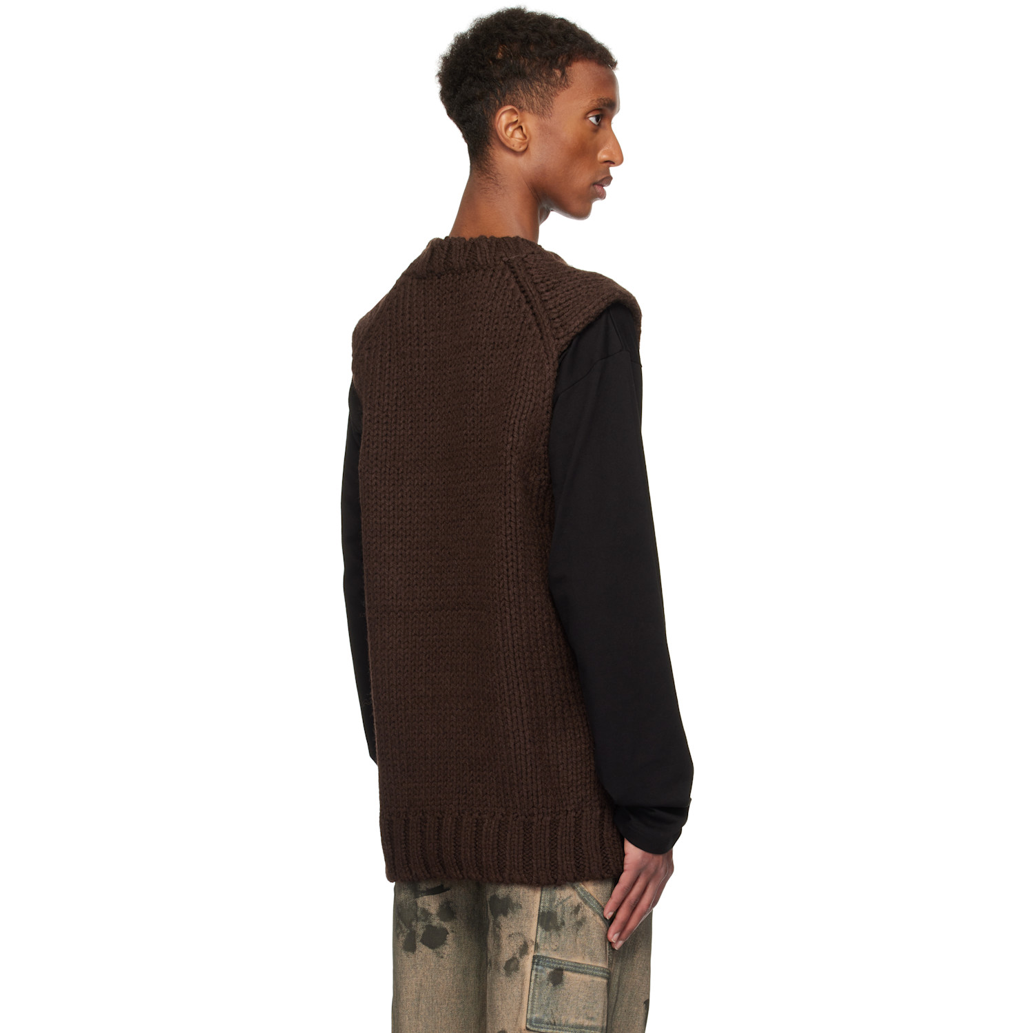  We11done Brown Sleeveless Sweater 