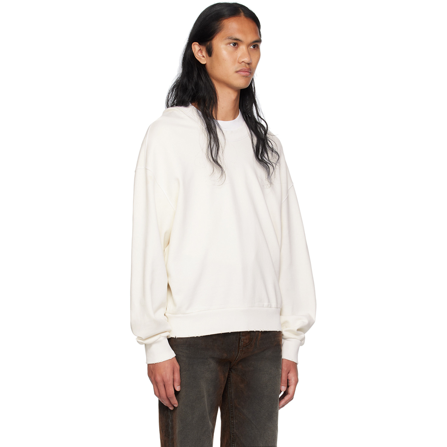  We11done White Wide Neck Hoodie 