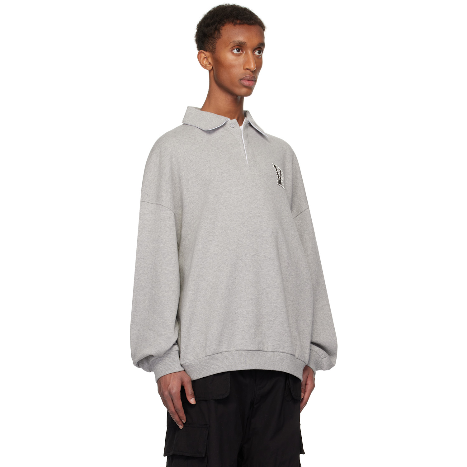  We11done Gray Pearl Logo Polo 