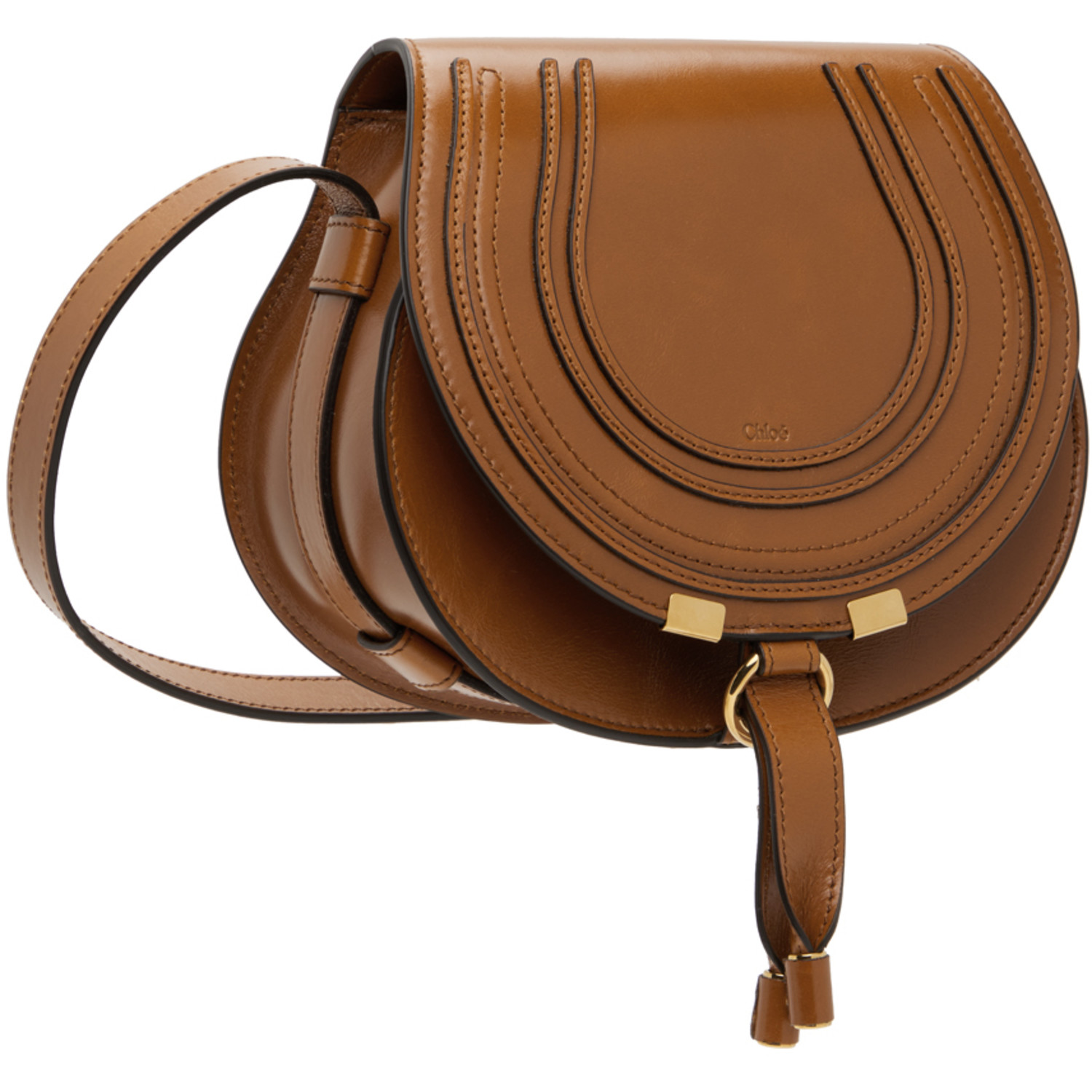  Chloé Tan Small Shiny Marcie Saddle Bag 