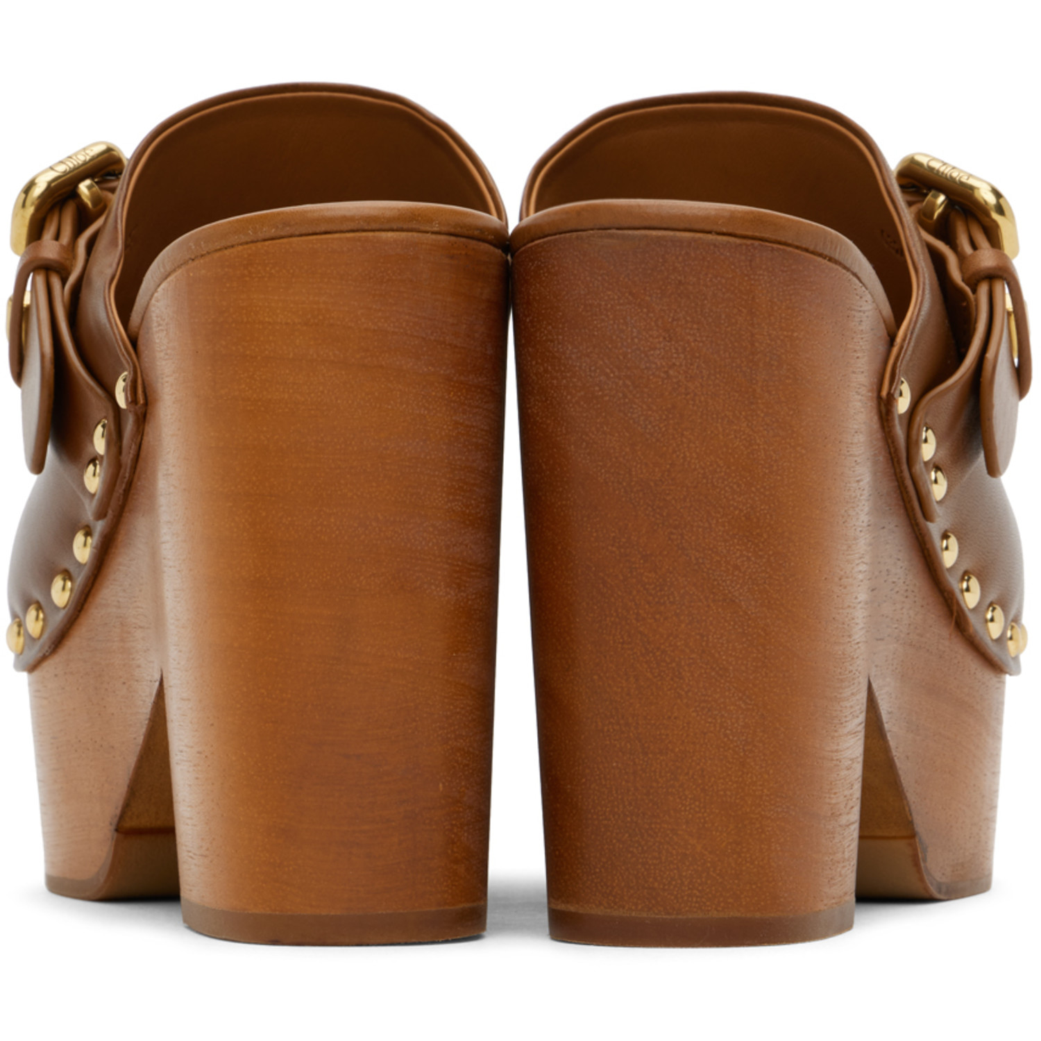 Chloé Brown Jeannette Wedge Clogs 