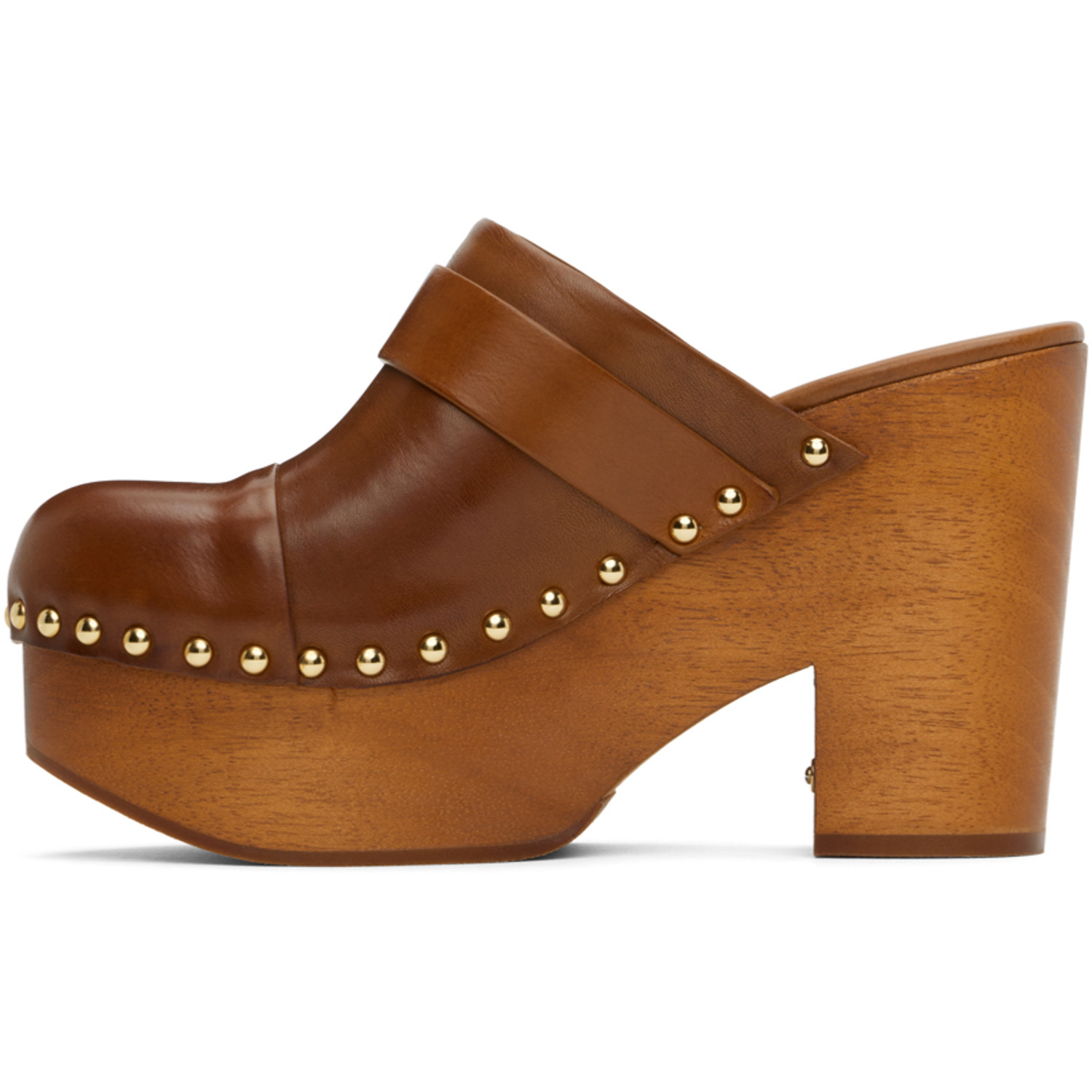  Chloé Brown Jeannette Wedge Clogs 