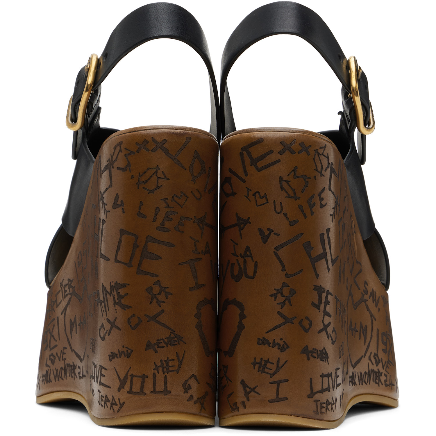  Chloé Black Maxime Wedge Sandals 