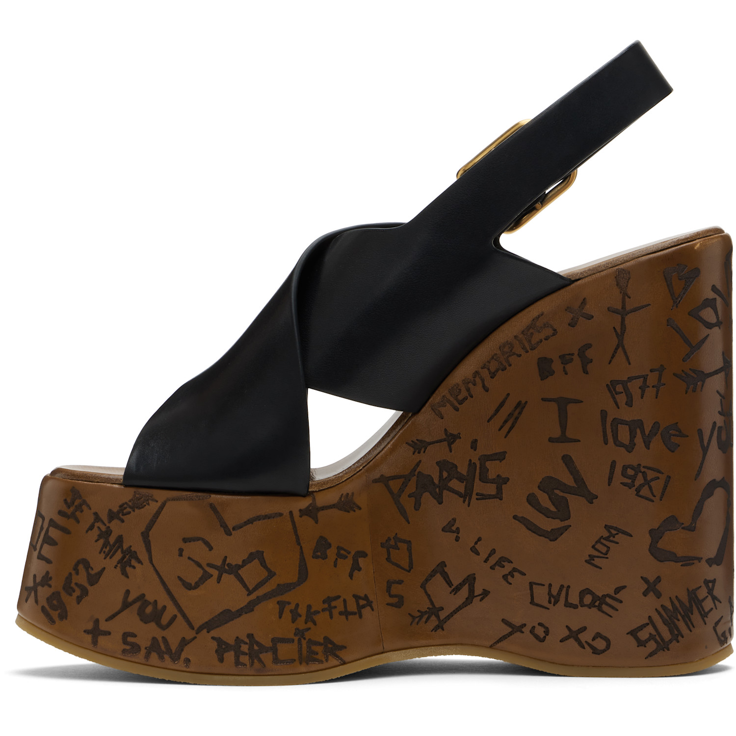  Chloé Black Maxime Wedge Sandals 