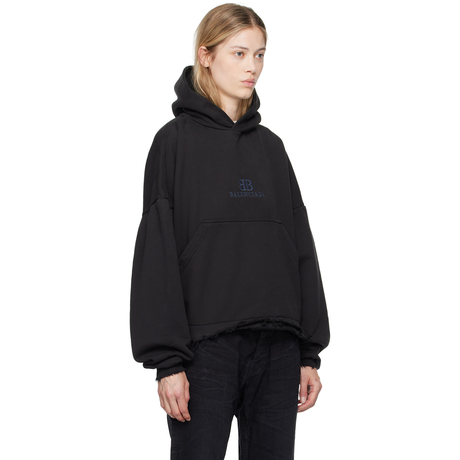  Balenciaga Black Distressed Hoodie 