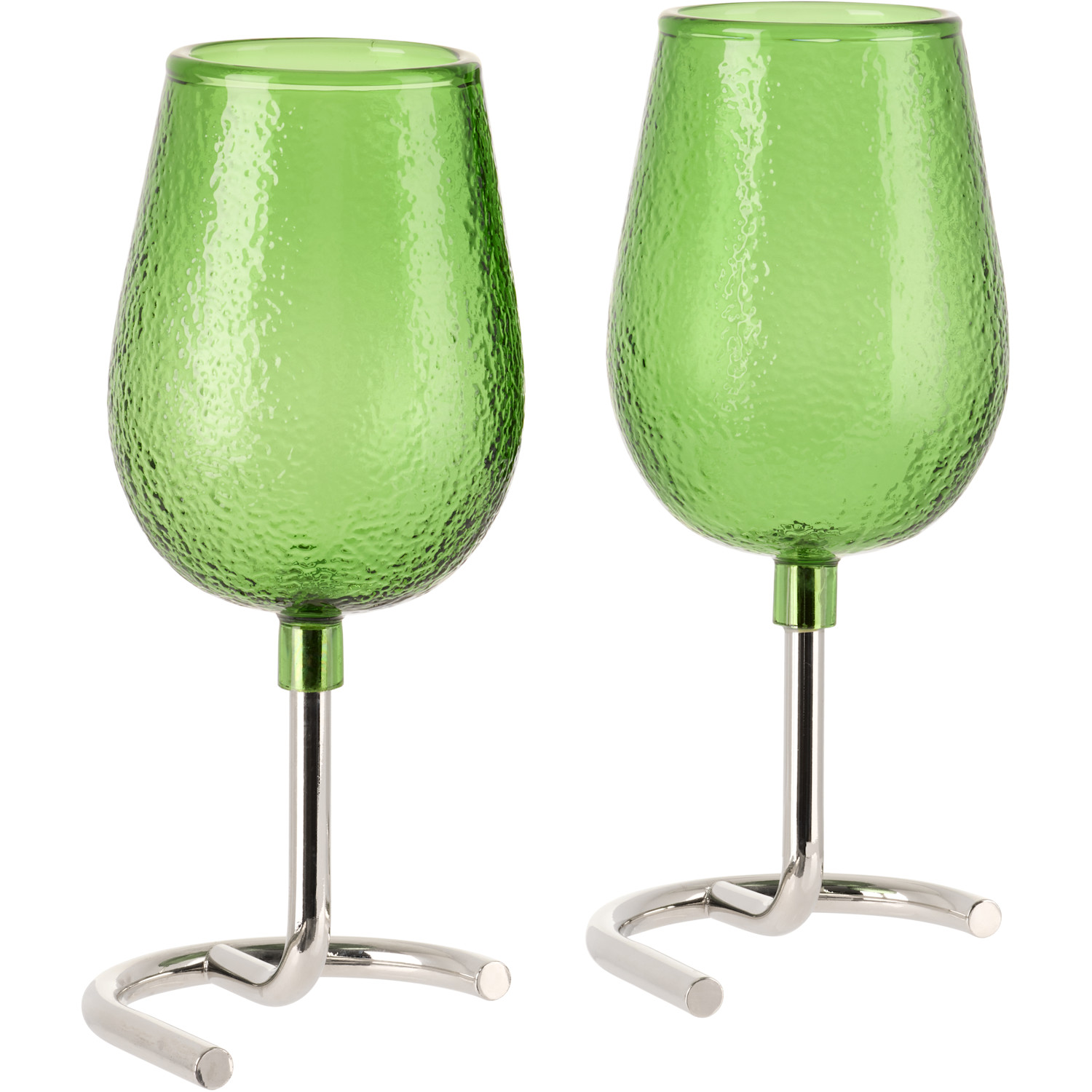  Tickle Silver & Green Slowly Rising Wine Glass 