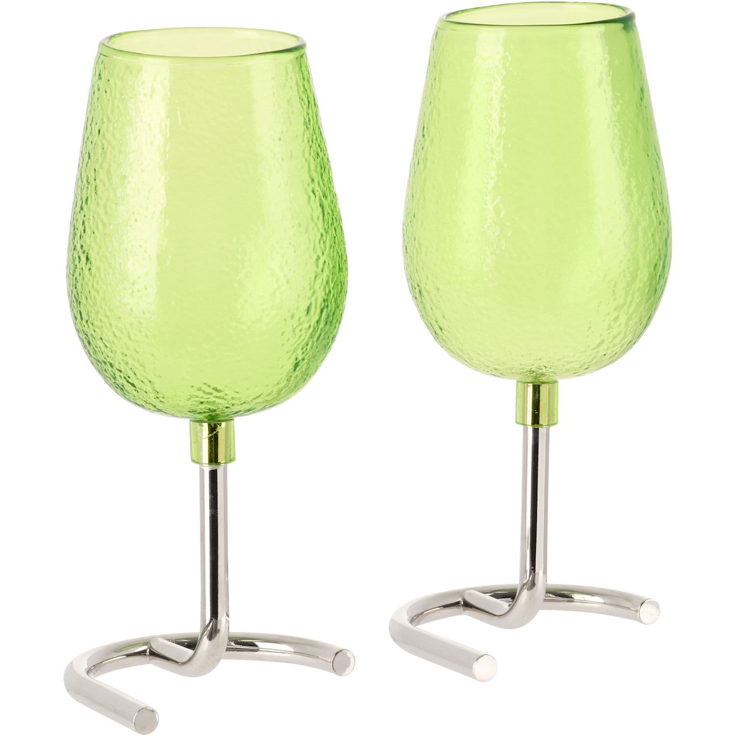  Tickle Silver & Green Slowly Rising Wine Glass 