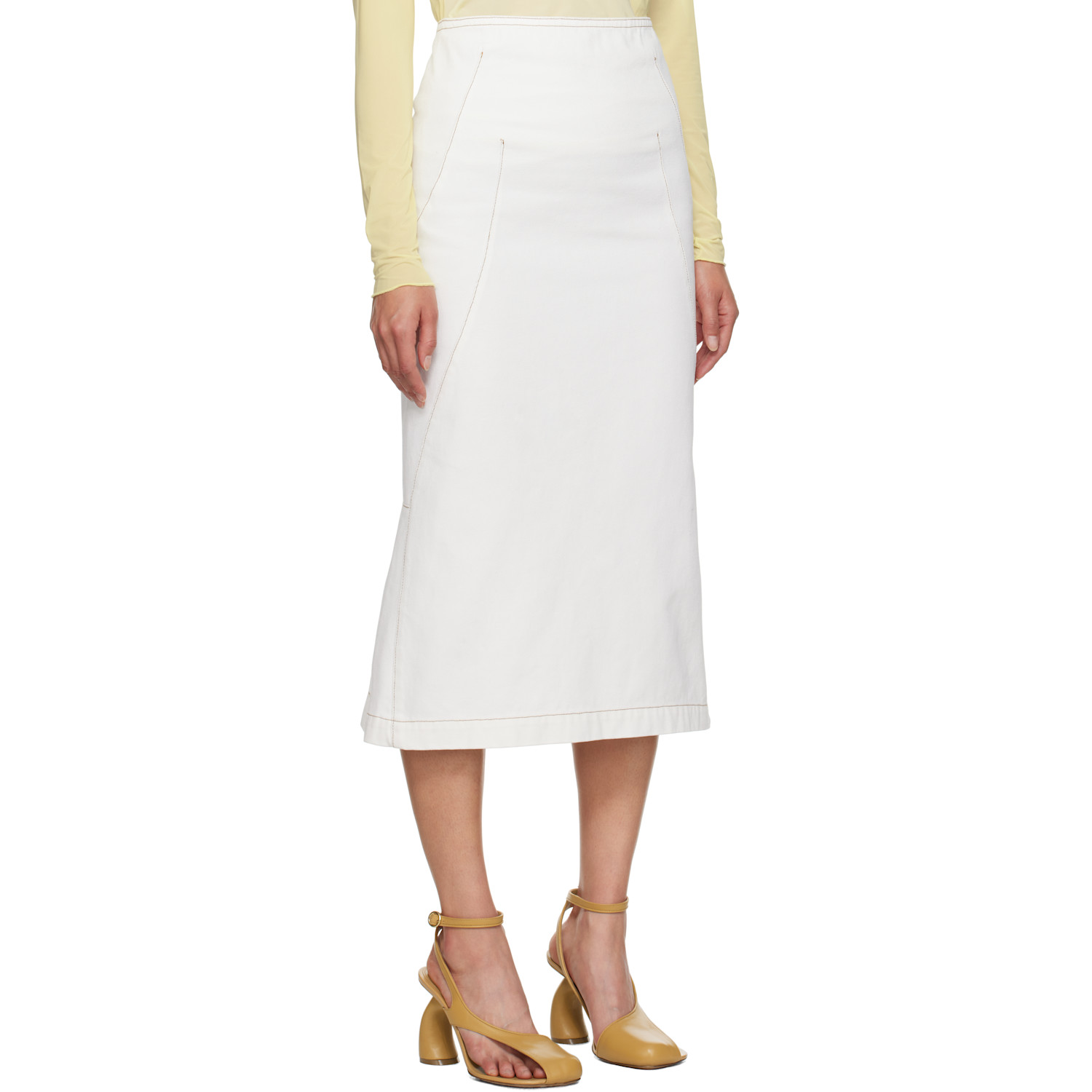  Dries Van Noten White Denim Maxi Skirt 
