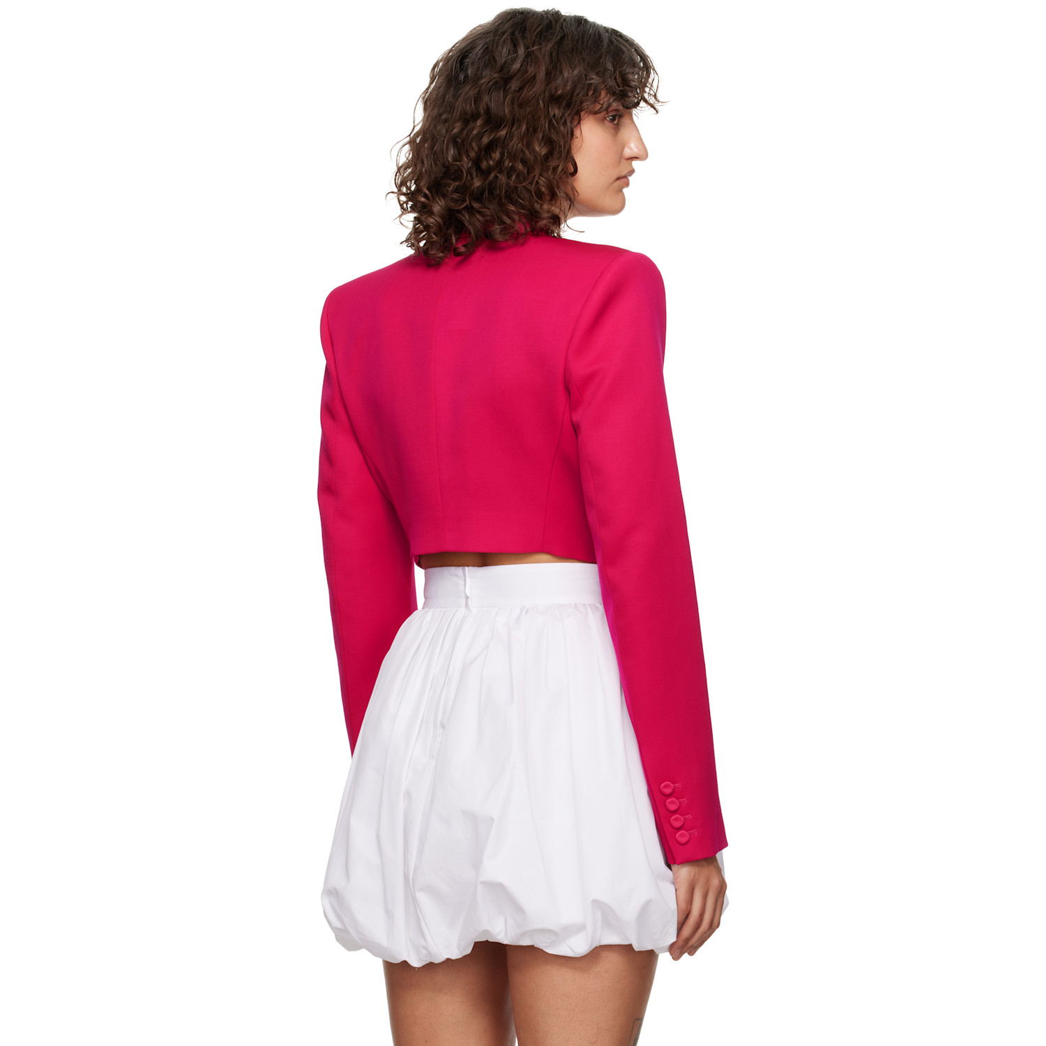  Area Pink Flower Corsage Cropped Blazer 