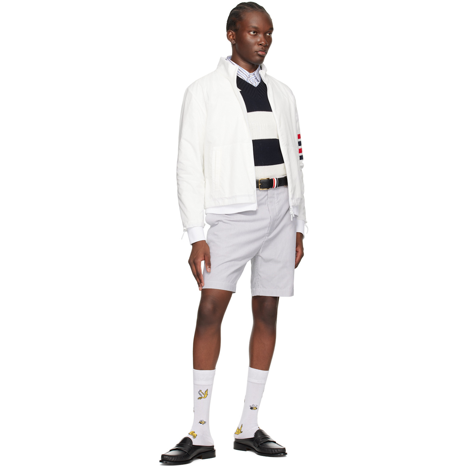  Thom Browne Black Calfskin Pebbled Leather Belt 