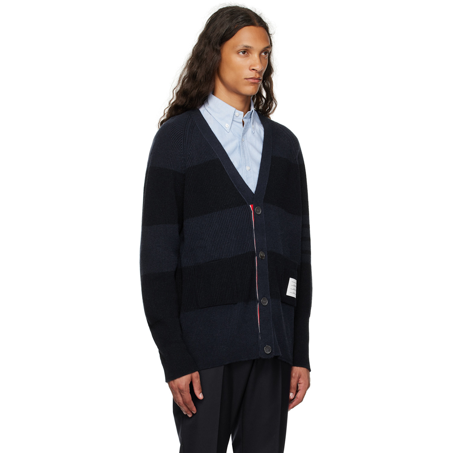  Thom Browne Navy 4-bar Cardigan 