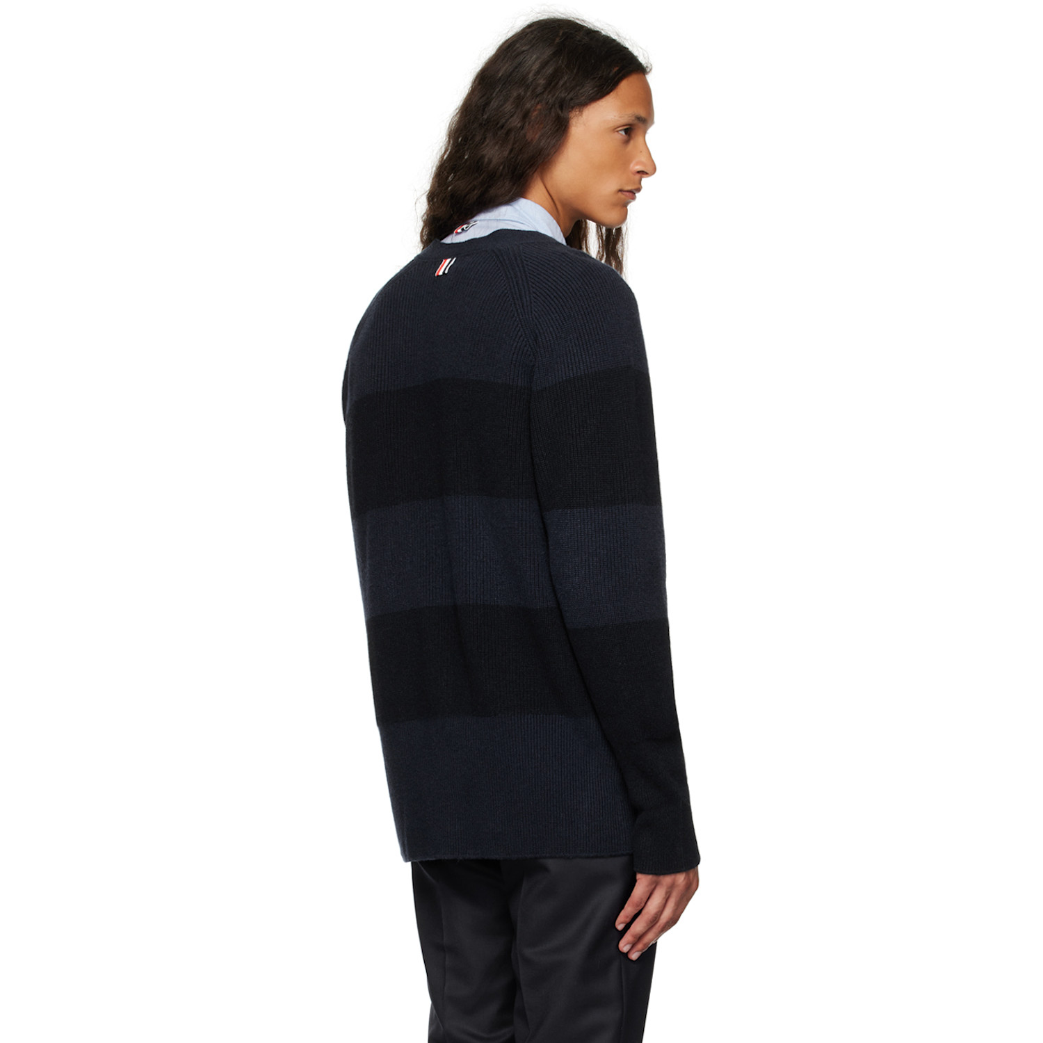  Thom Browne Navy 4-bar Cardigan 