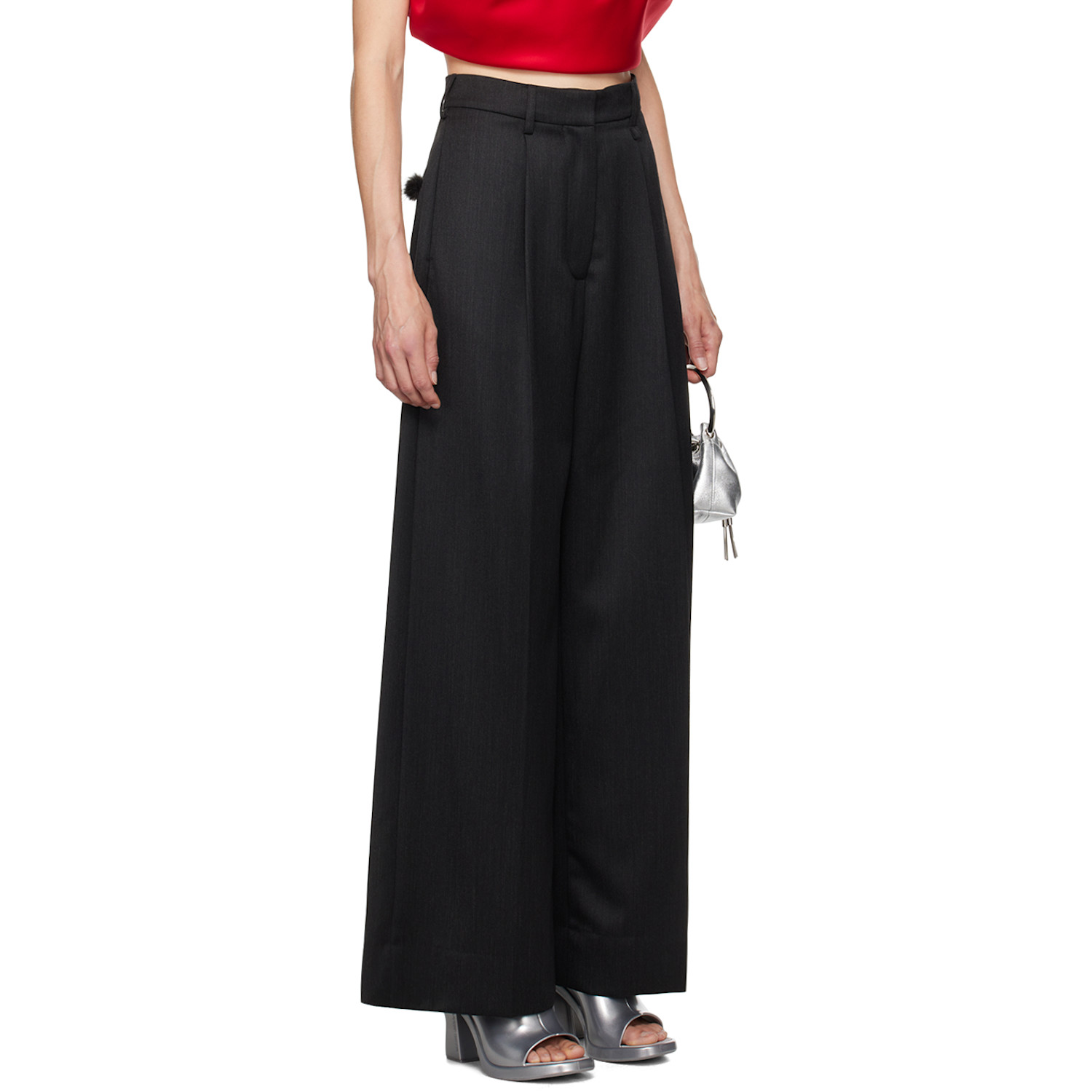  Simone Rocha Gray Furry Welt Pocket Trousers 
