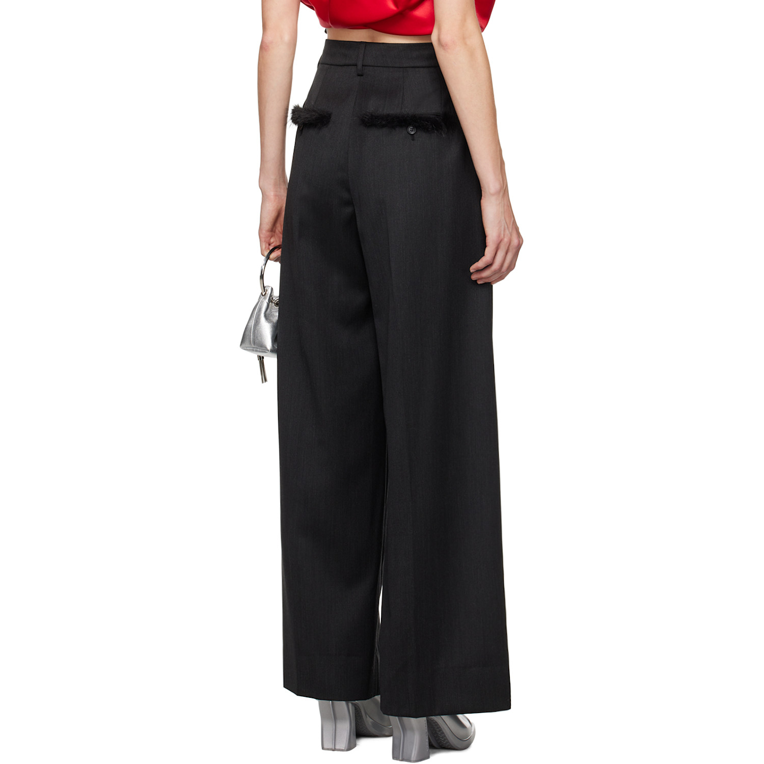  Simone Rocha Gray Furry Welt Pocket Trousers 