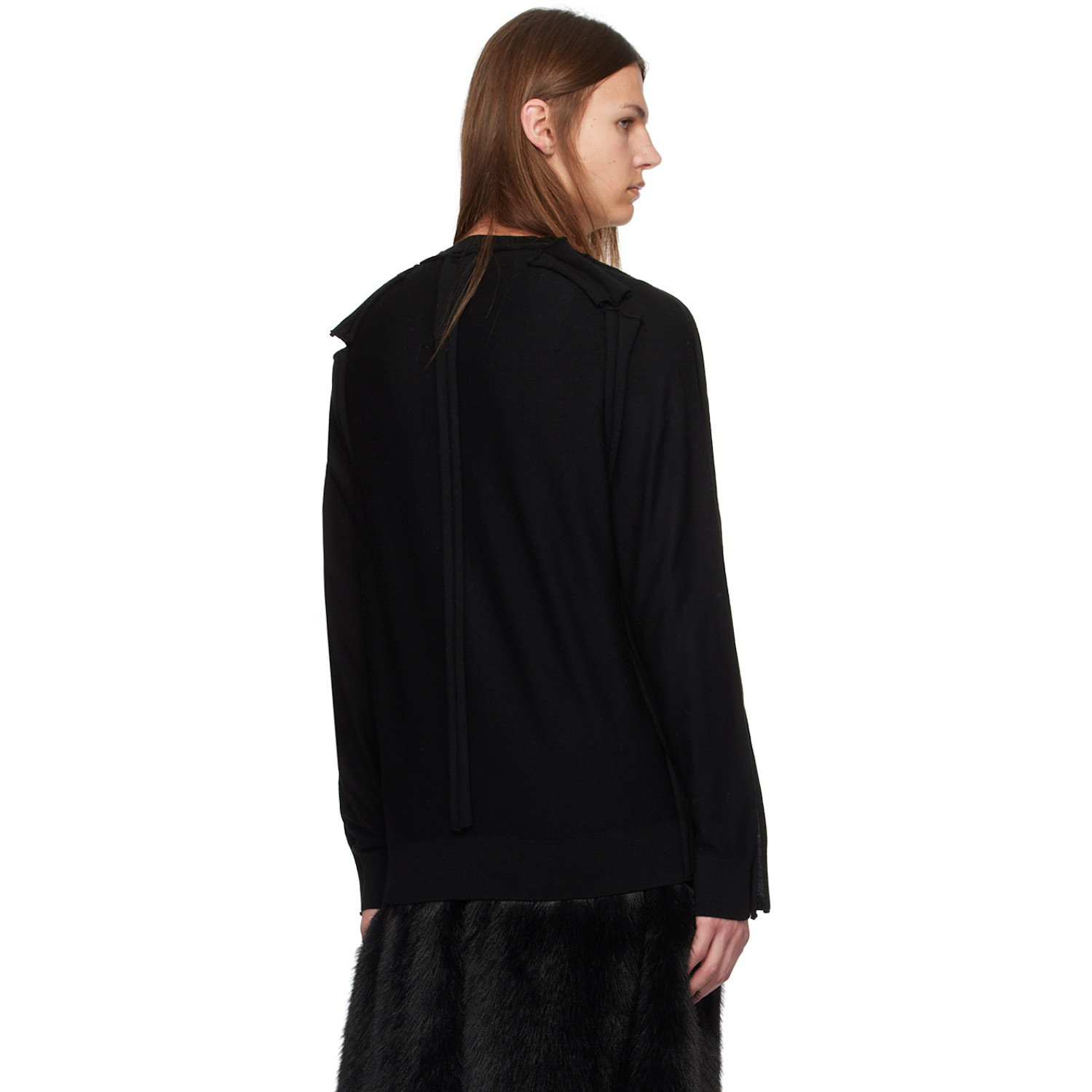  Simone Rocha Black Beaded Inverted Seam Cardigan 