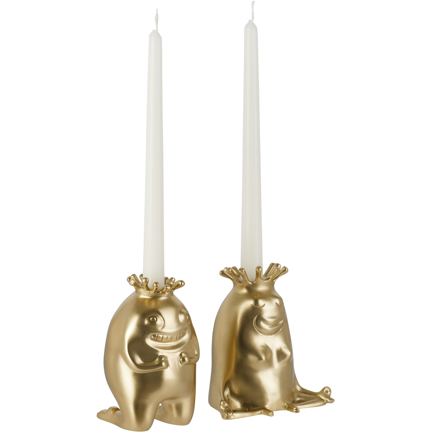  L'objet Gold Haas King + Queen Candle Holders 