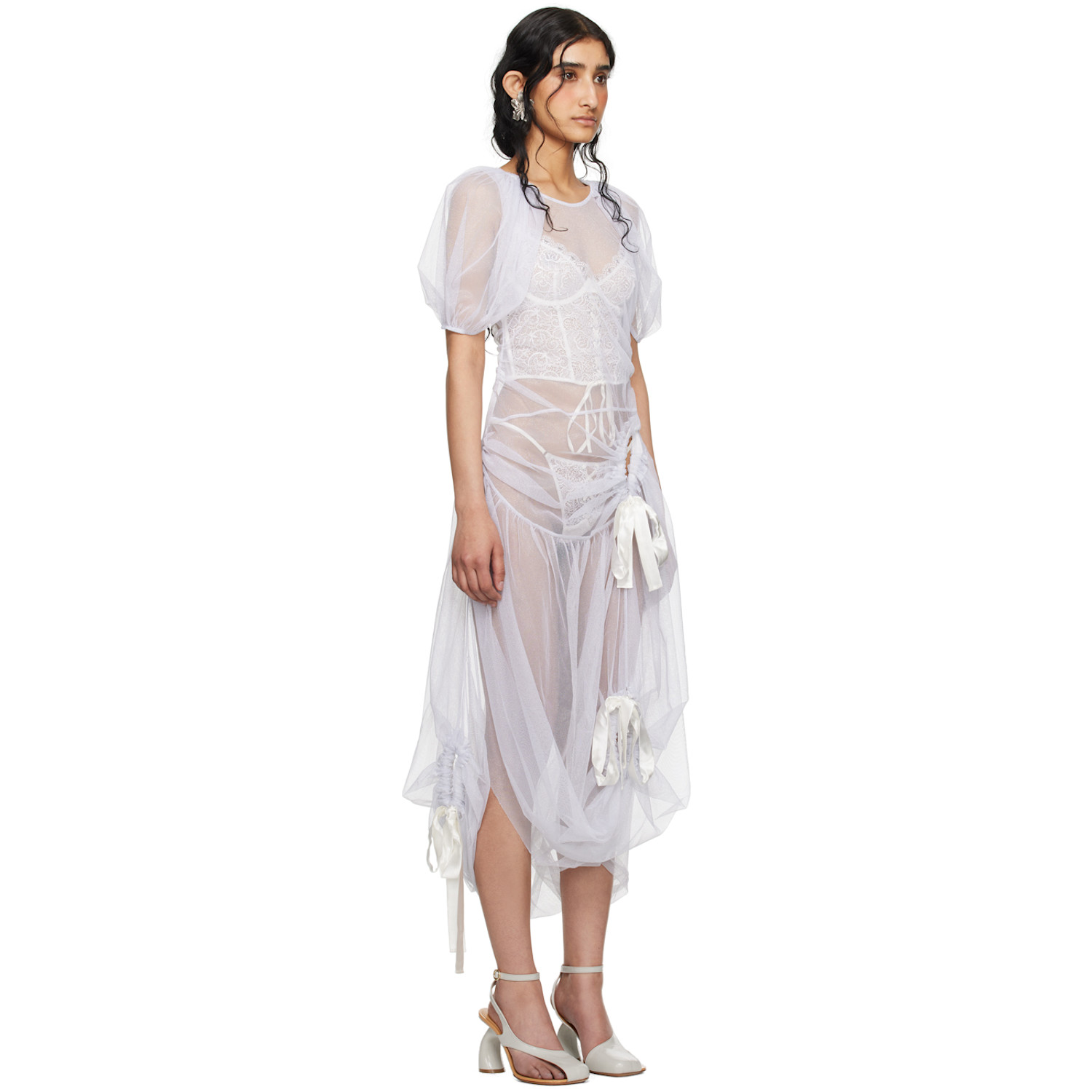  Wed Ssense Exclusive Off-white Tie Midi Dress 