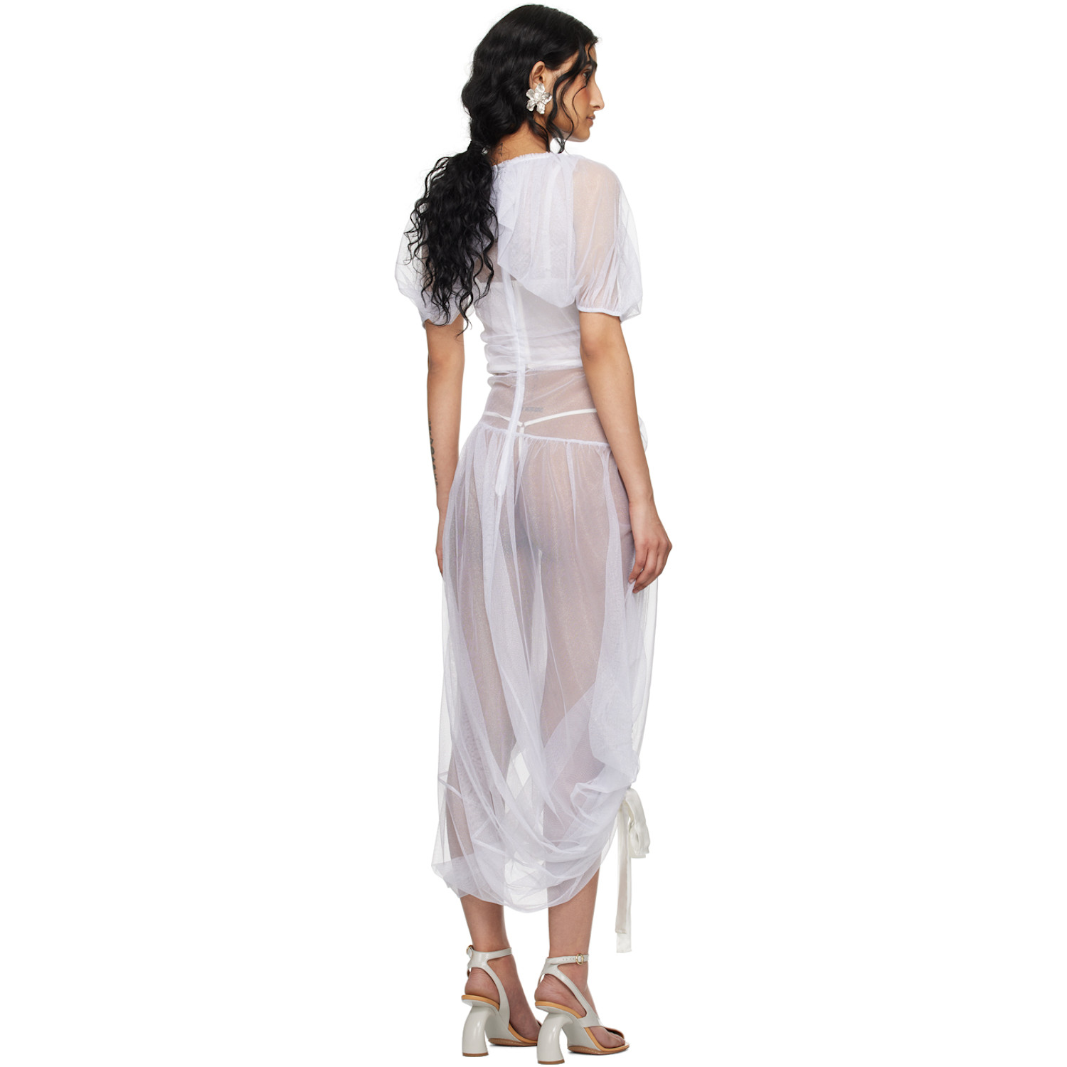  Wed Ssense Exclusive Off-white Tie Midi Dress 