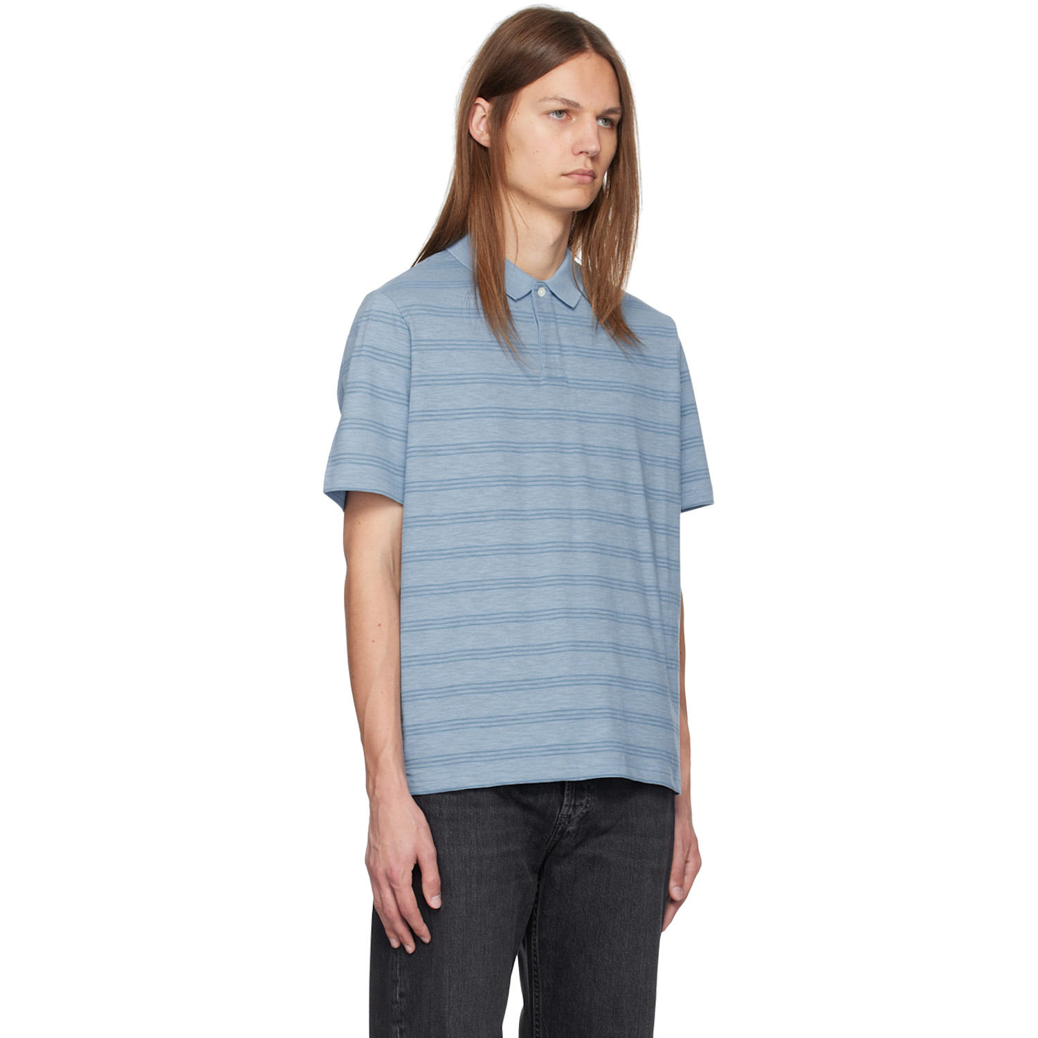  Ps By Paul Smith Blue Marl Stripe Polo 