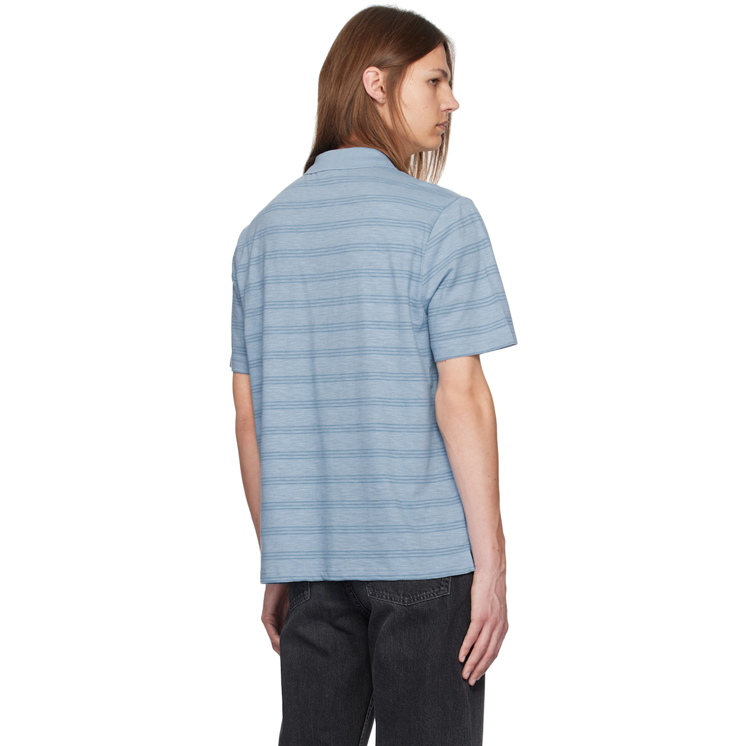  Ps By Paul Smith Blue Marl Stripe Polo 