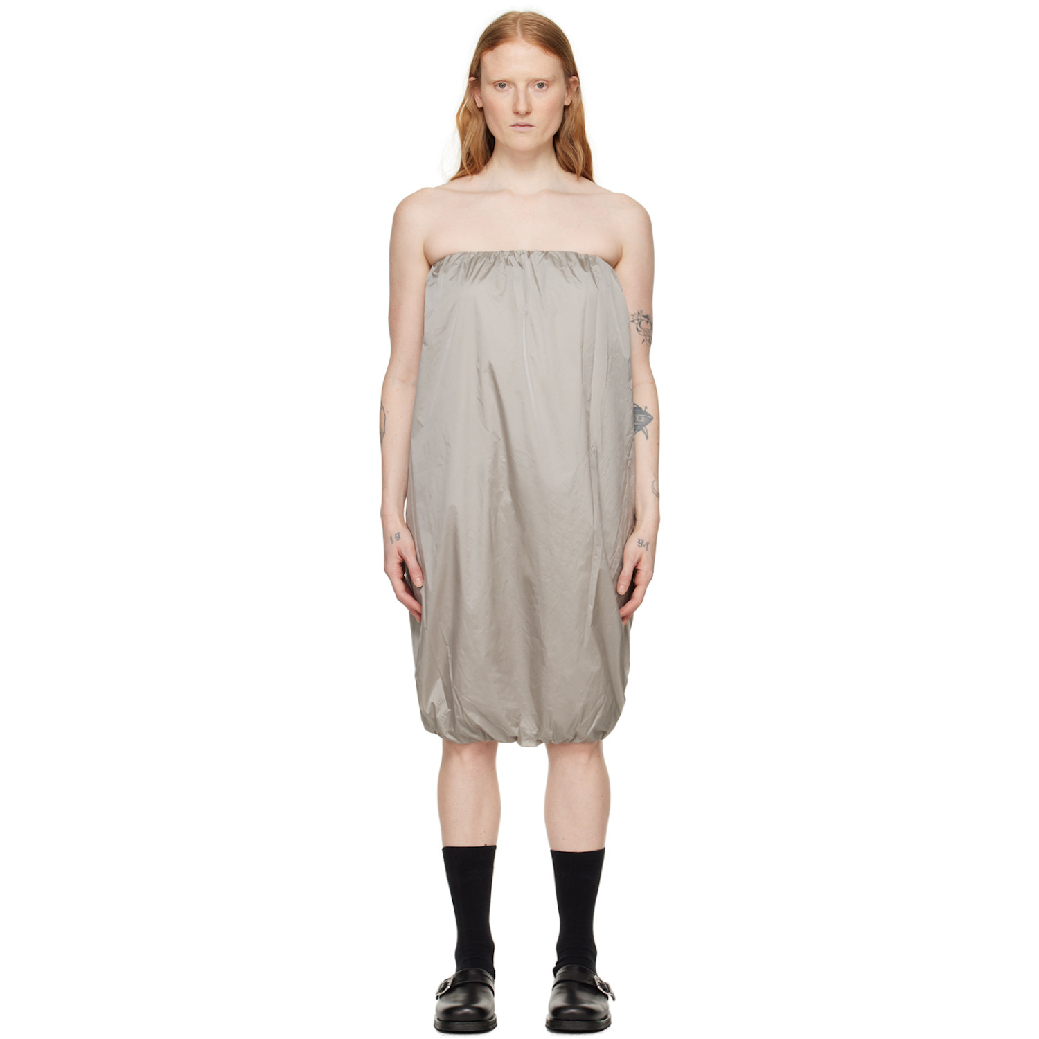 AMOMENTO Gray Shirred Minidress | Smart Closet