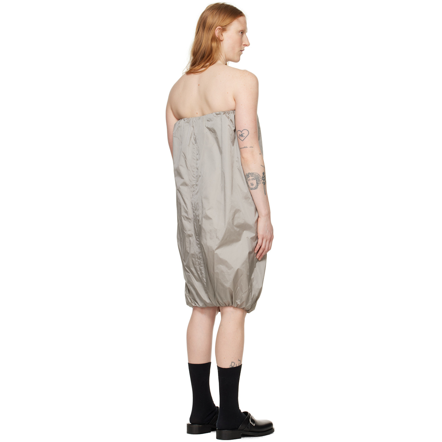 Amomento Gray Shirred Minidress 